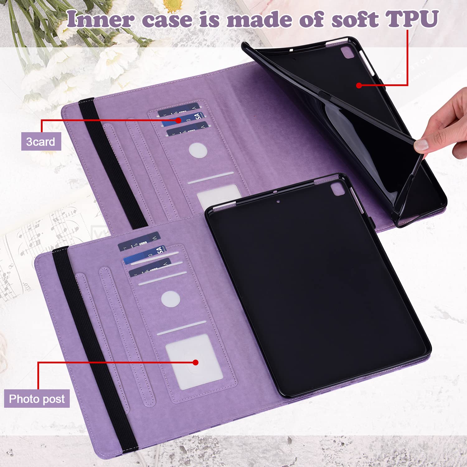 Case For Samsung Galaxy Tab A 9.7 Inch 2015 (Sm T550 T555 Sm P550 P555), Pu Leather Soft Silicone Back Cover Card Holder Stand C