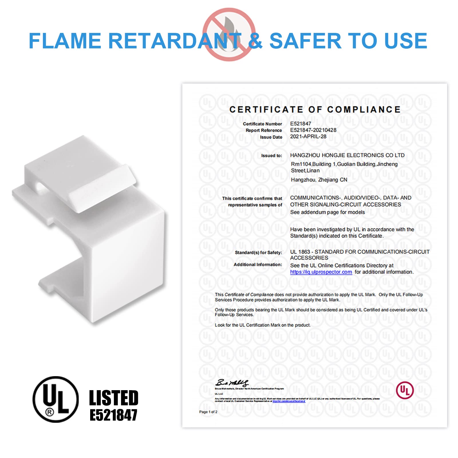 Vce 30 Pack Blank Keystone Jack Inserts (Ul Listed) For Keystone Wall Plate And Patch Panel   White