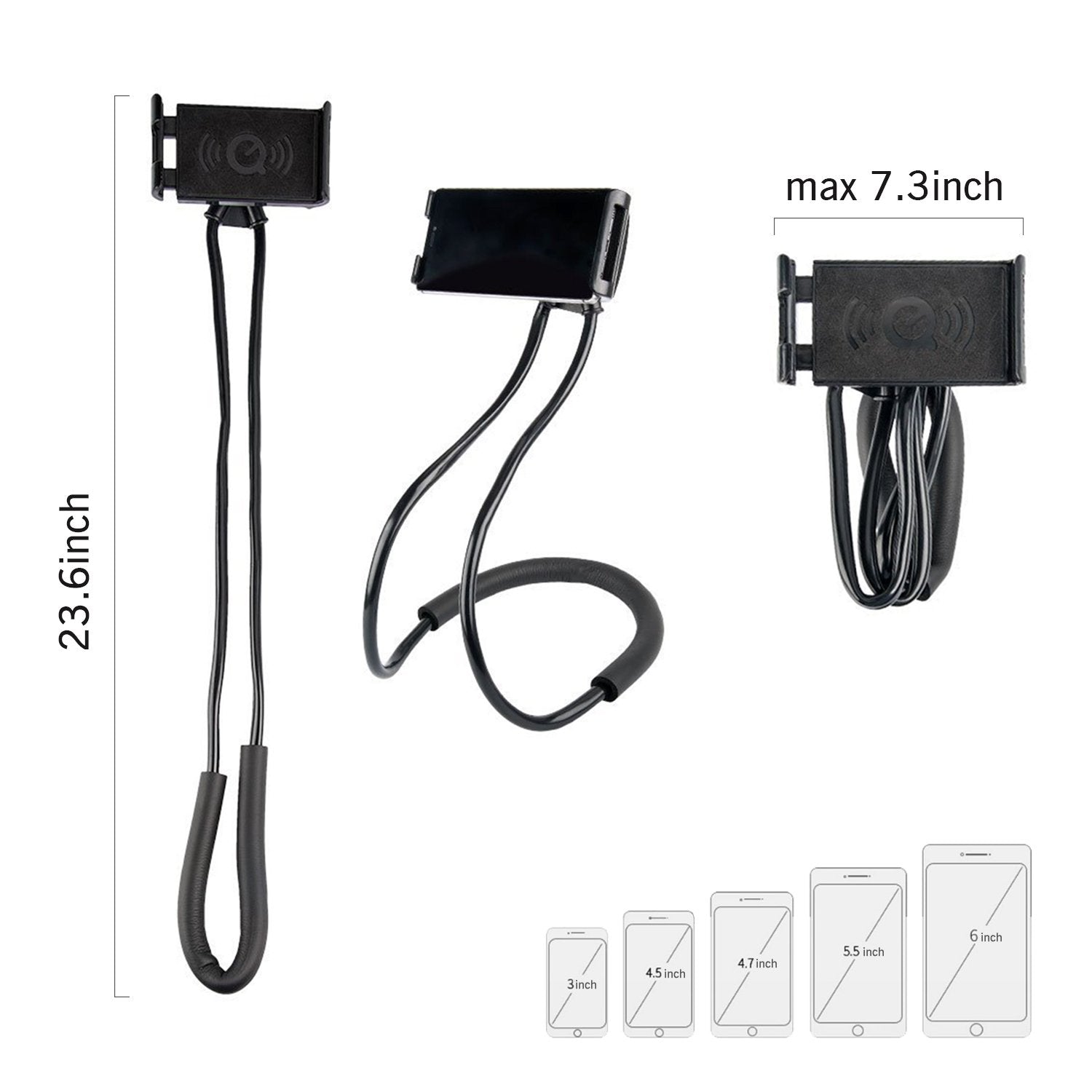 Ncelec 011 Neck Cell Desk Bed,Bike And Motorcycle Mount,Lazy Bracket Mobile Phone Stand Holder (Black)