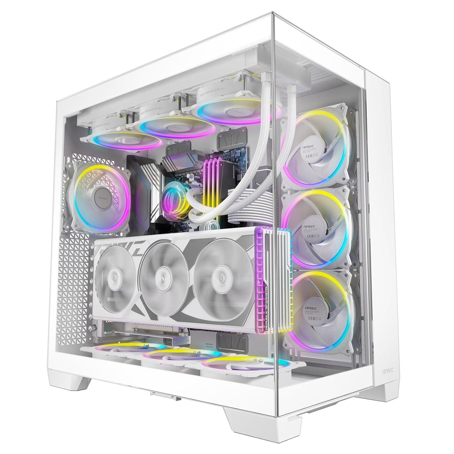 Antec C8 ARGB White, 2x TQR 160mm & 1x TQ 140mm ARGB PWM Fans Included,dualchamber layout, TypeC, 360mm Radiator Support, Seam