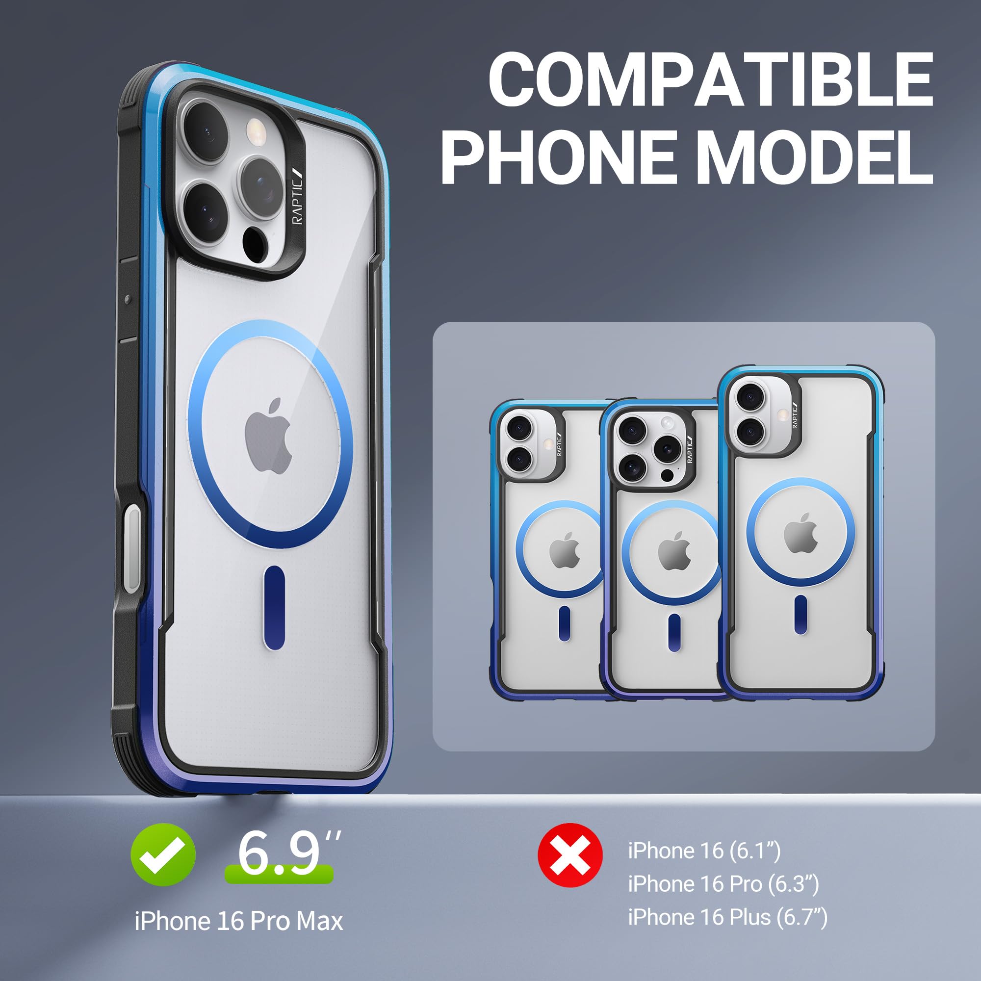 Raptic Shield 2.0 For Iphone 16 Pro Max Case, [For 2024 Capture Button Shockproof Protective Clear Case], Military Grade 13Ft Dr