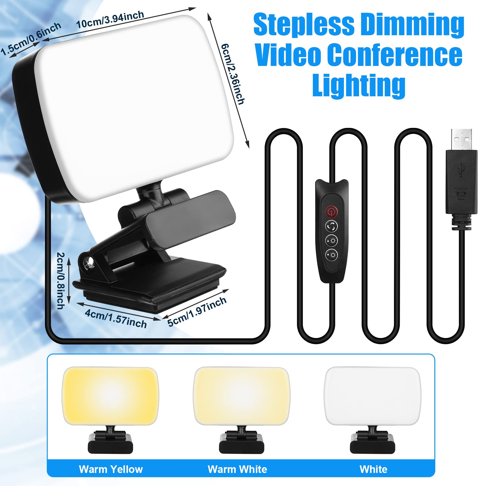 Yahenda 2 Pack Video Conference Lighting Panel Soft Light For Computer With Clip Webcam Light With 3 Modes Laptop Light For Onli
