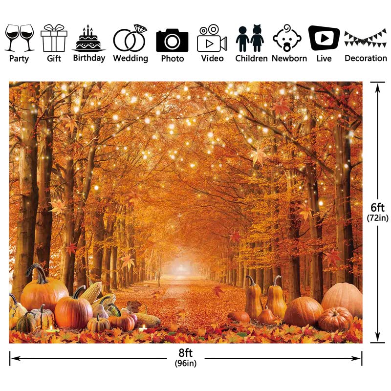 Swepuck 8X6Ft Fall Photography Backdrop Autumn Maple Leaves Pumpkin Friendsgiving Background Thanksgiving Party Supplies Farm Ha