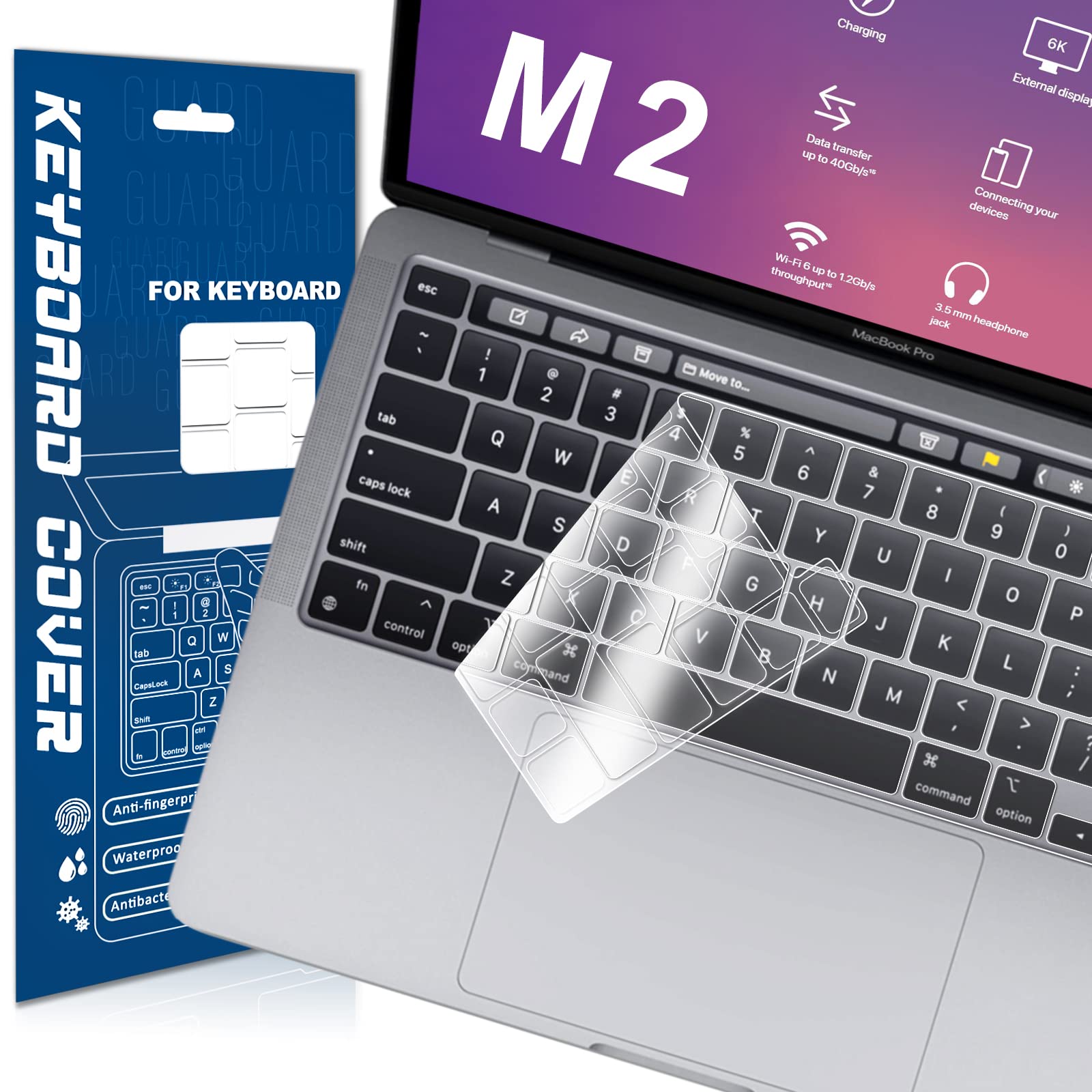 Clear Ultra Thin Tpu Keyboard Cover For 2022 Macbook Pro 13'' M2 Chip(2022)/M1 Chip (2020) / Macbook Pro 16''(2019/2020), Model