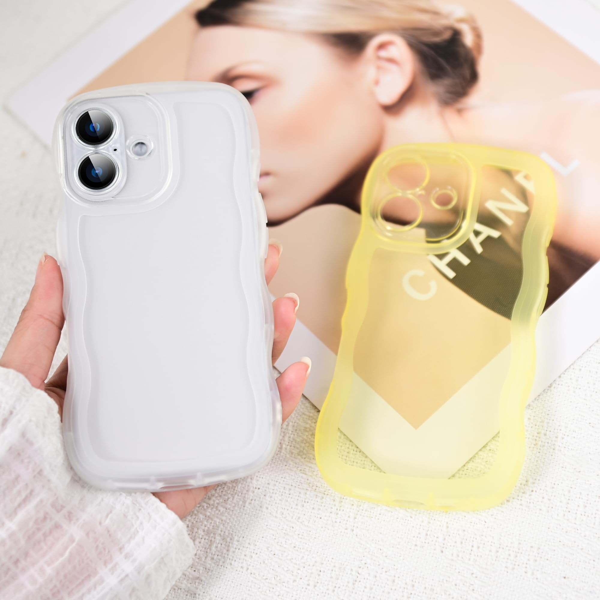 Skylmw Compatible With Iphone 16 Case 6.1'' 2024, Cute Kawaii Curly Wave Frame Shape Soft Silicone Shockproof Protective Phone C
