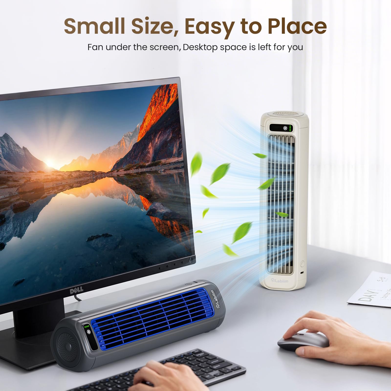 Labiim Desk Fan, Rechargeable Fan For Saving Space, 5000Mah Battery Portable Bladeless Table Fan, 12 Inch Office Fan Small,With