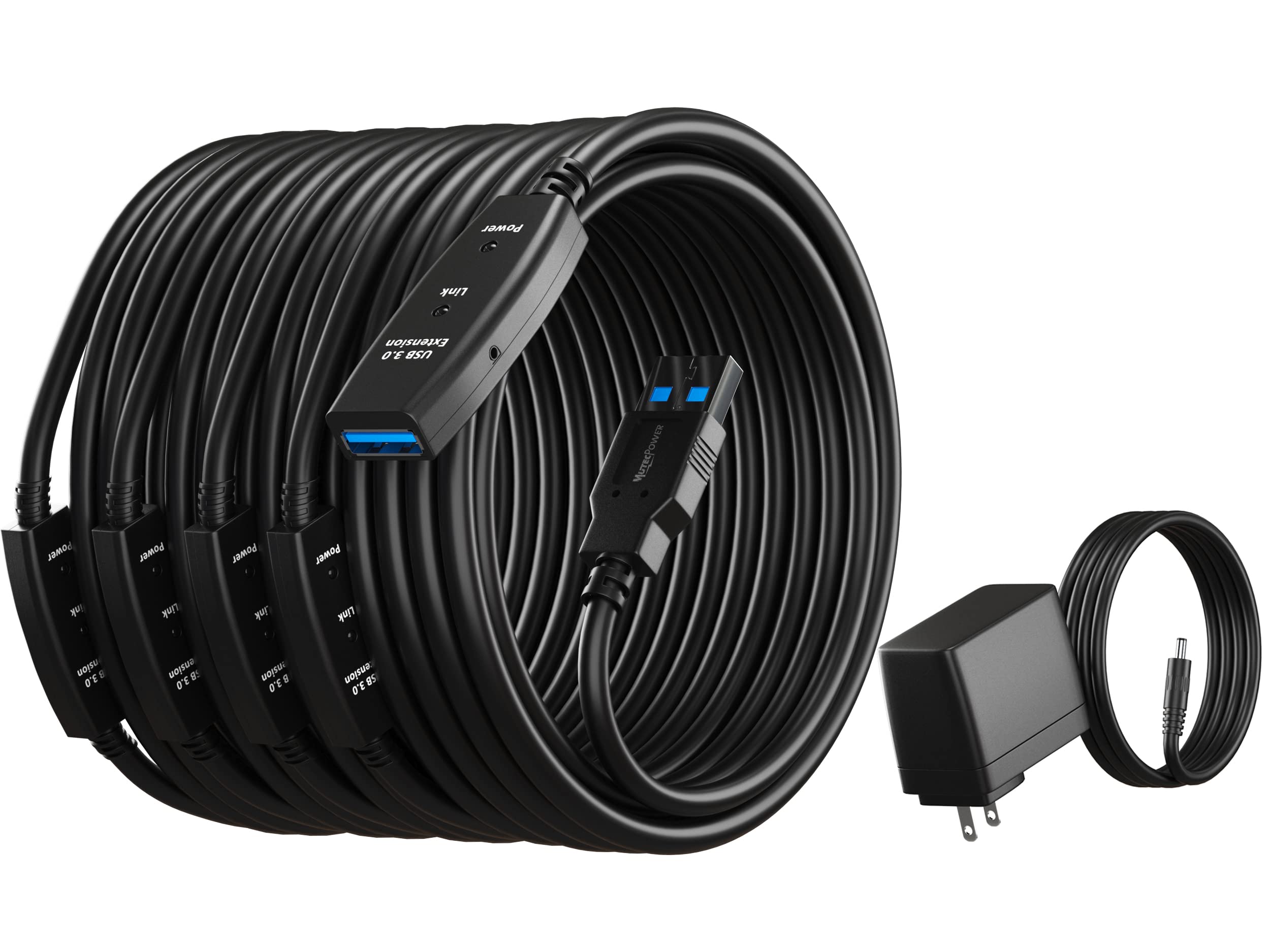 Mutecpower 100 Feet Active Usb Extension Cable 3.0 Male To Female With 3 Extension Chipsets Signal Booster   Repeater Cord 30 Me