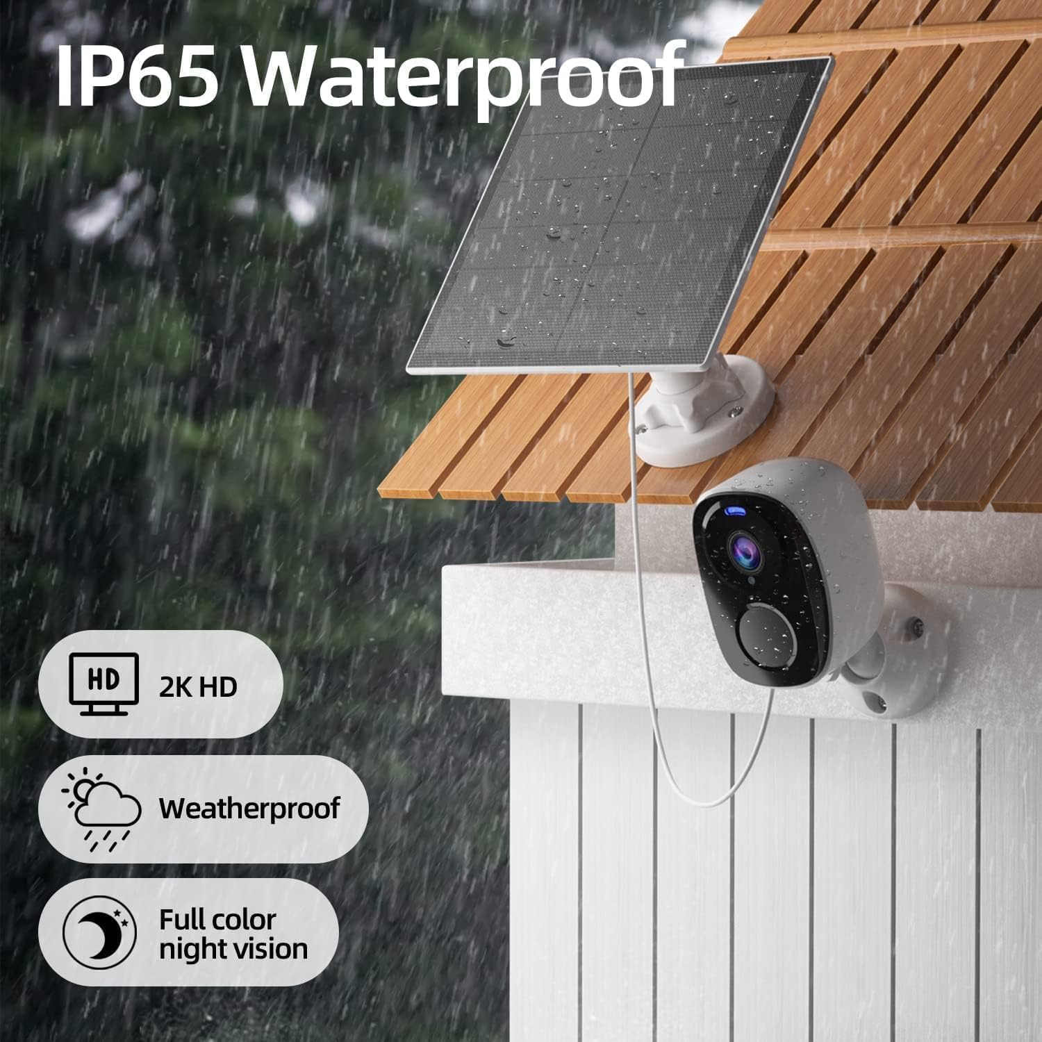 Security Cameras Wireless Outdoor, Battery Powered Security Cameras With Ip65 Waterproof, Two Way Audio, Color Night Vision, No
