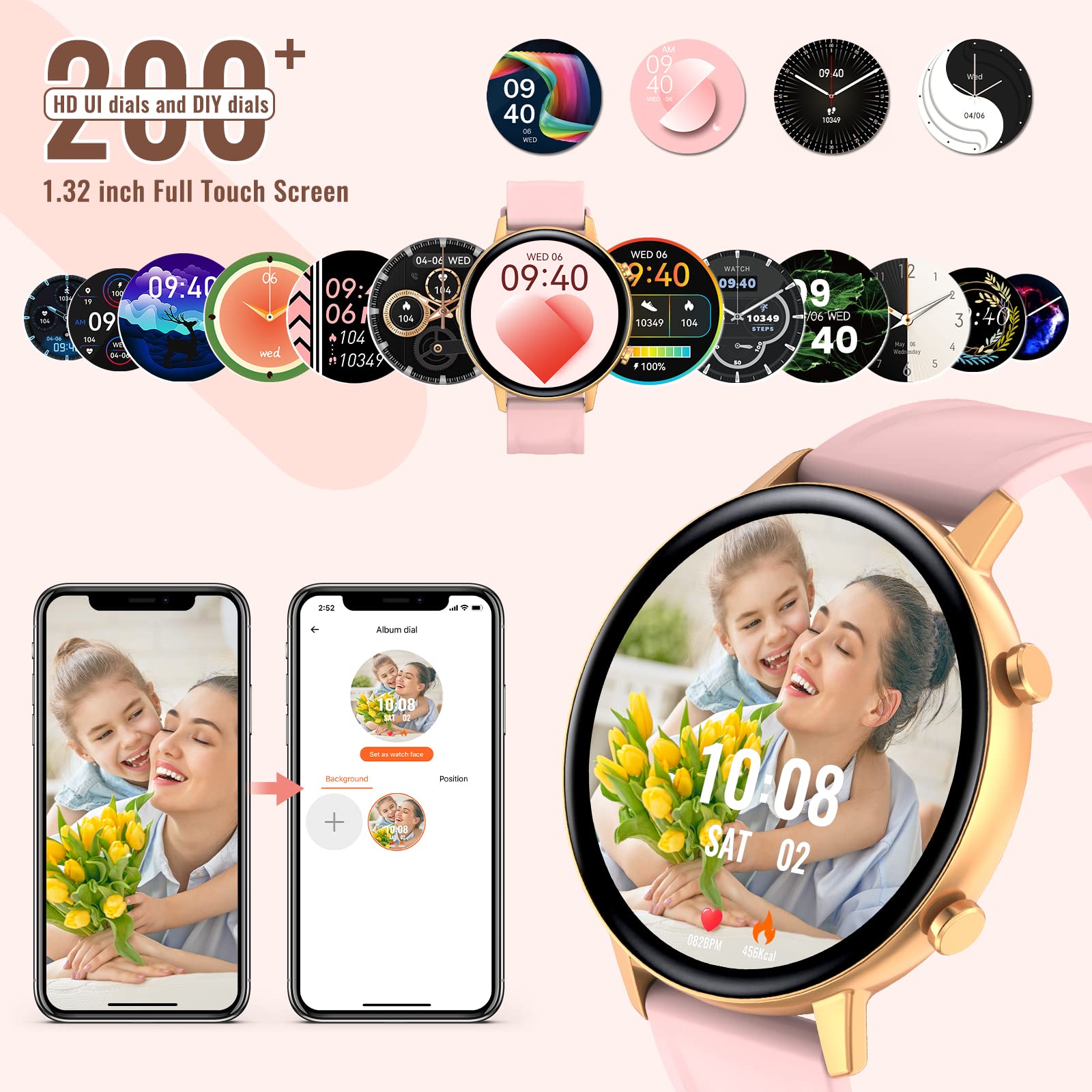 Smart Watch For Women(Call Receive/Dial),Fitness Trackers Waterproof Smart Watches For Android Phones Smartwatch With Blood Pres