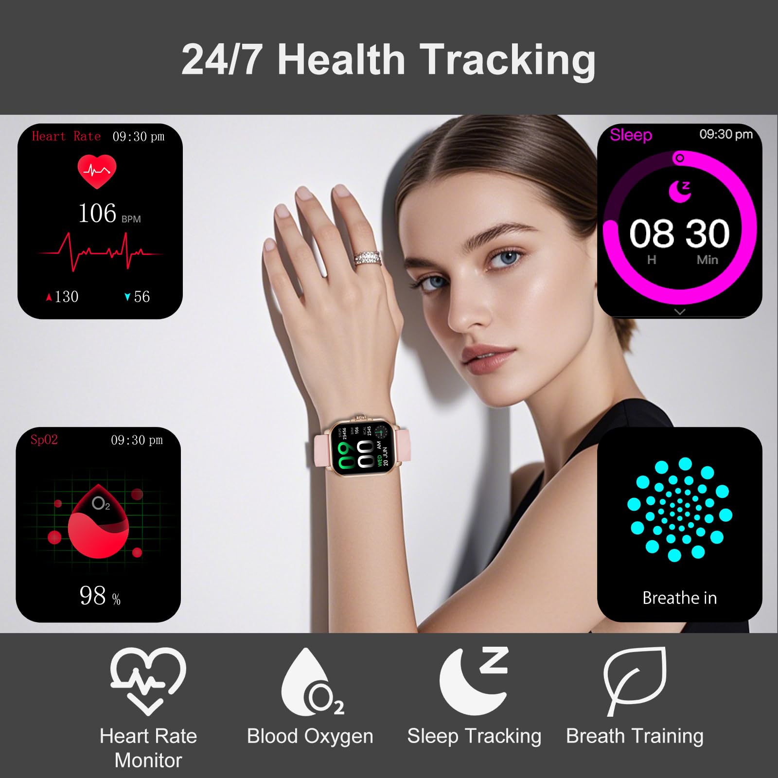 Wsq Smart Watches For Women Men Fitness Tracker Watch 2.04 Hd Screen Sport Watch With Chatgpt Ai Voice 3 Bands Step Counter 24/7