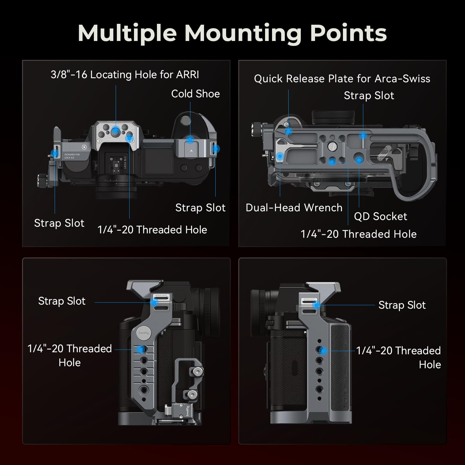 Smallrig Sl3 Cage Kit For Leica Sl3 With Aluminum And Titanium Build, One-Touch Release Cable Clamp, Quick Release Plate For Arc