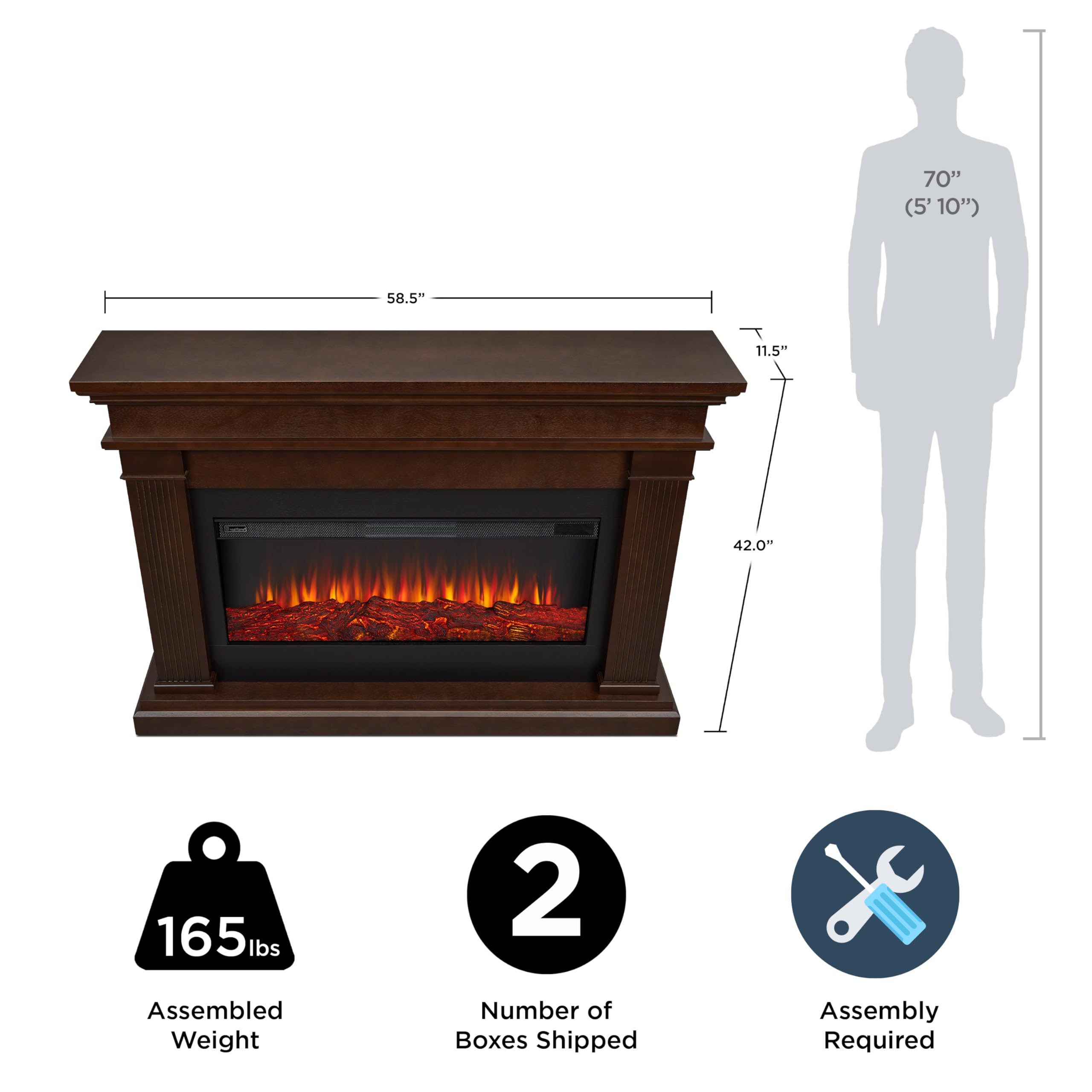 Beau 59'' Landscape Electric Fireplace In Dark Walnut By Real Flame