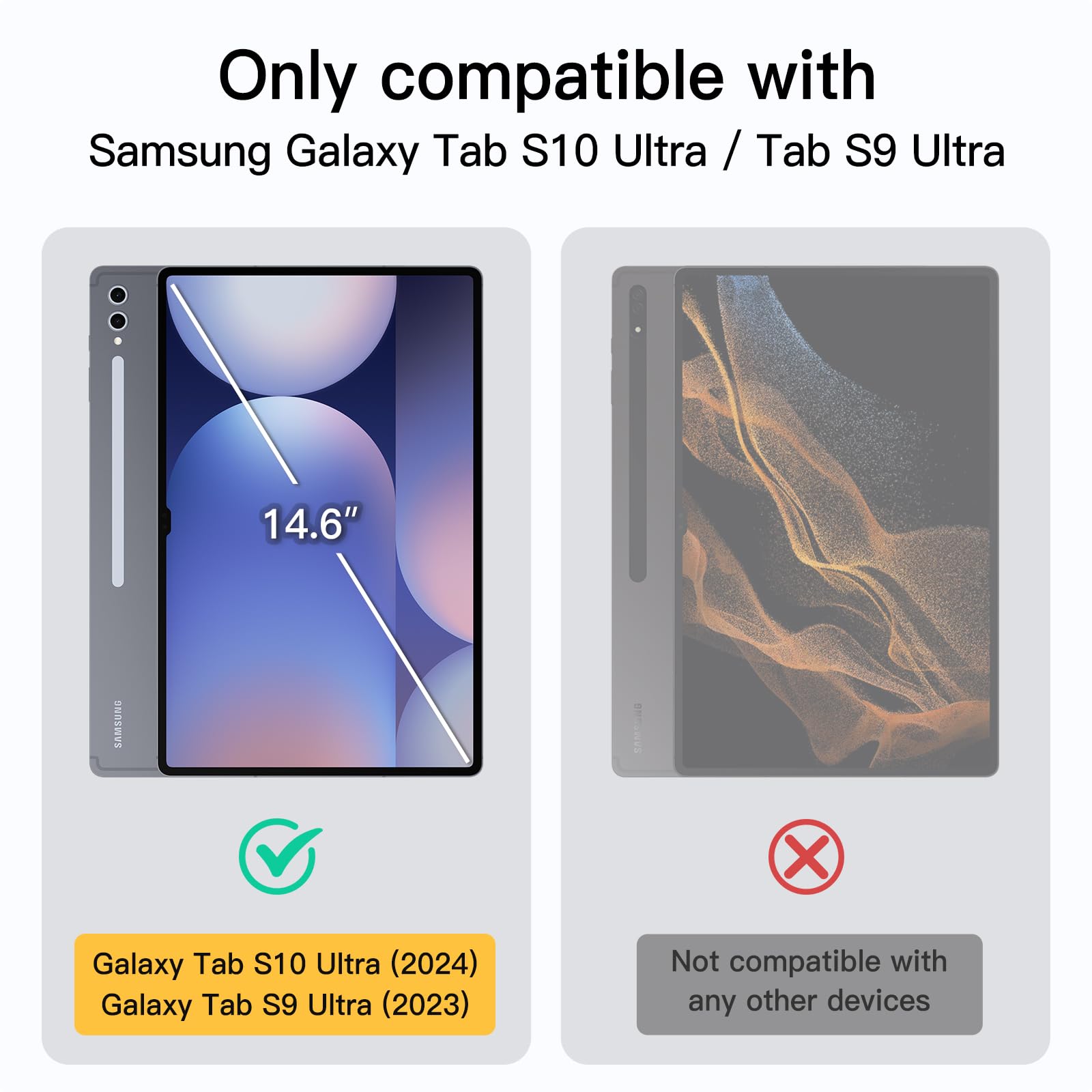 Jetech Case For Samsung Galaxy Tab S10 Ultra/Tab S9 Ultra 14.6-Inch With S Pen Holder, Slim Folio Stand Protective Tablet Cover,