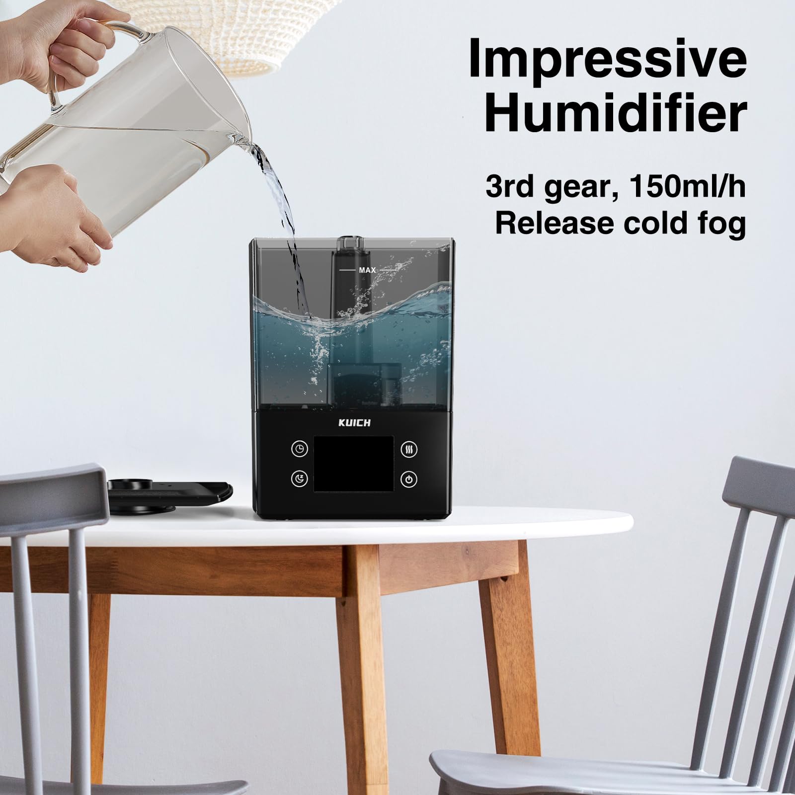 Air Humidifiers For Bedroom And Baby, Home & Plants   Kuich 2.4L Cool Mist Humidifiers For Nursery, 26Db Quiet Top Fill Air Humi