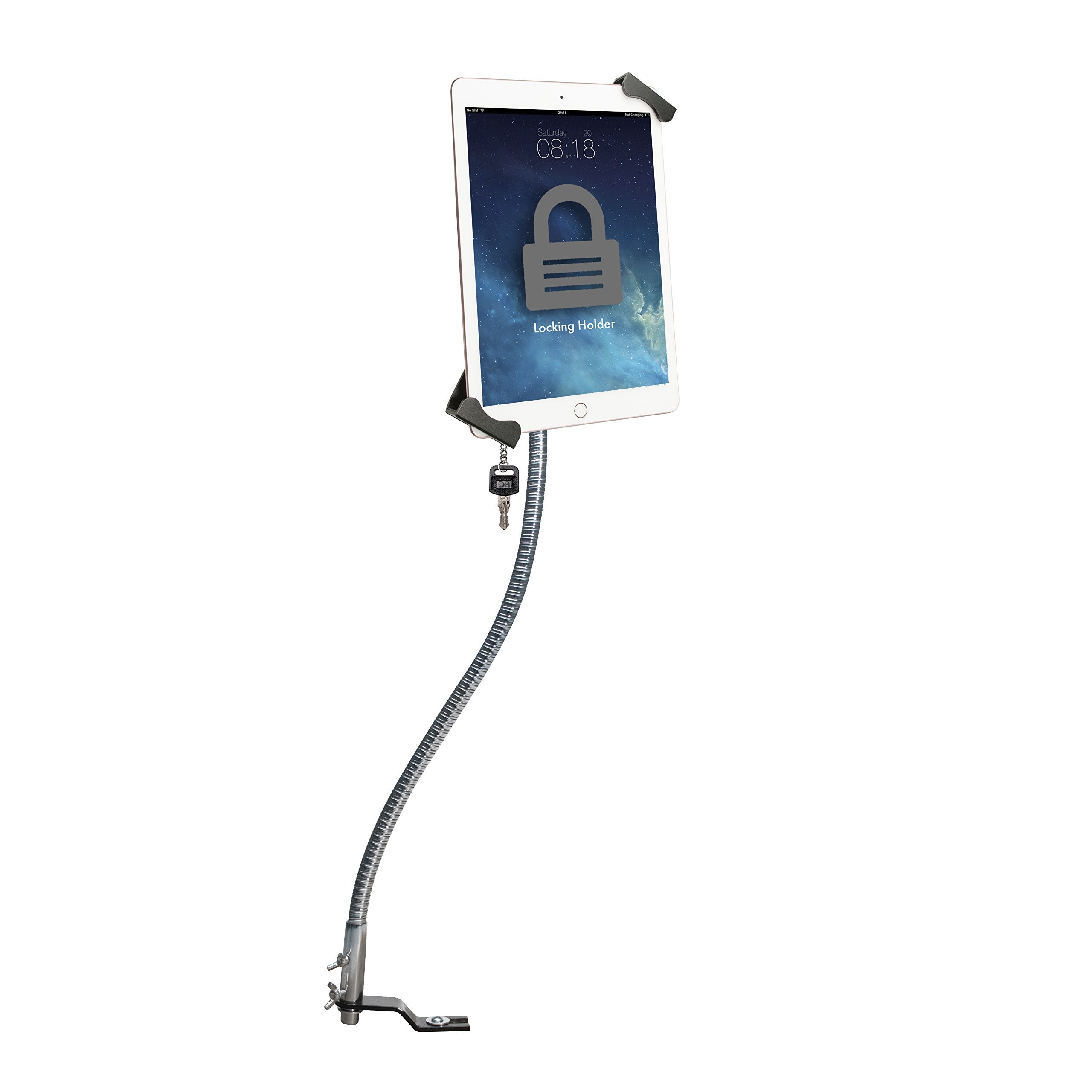 CTA Digital: Anti-Theft Tablet Holder, Gooseneck, No-Drill, Seat Rail Mount for Apple iPad 10.2-Inch (7th Gen.)/Mini 5/Air 3/12.