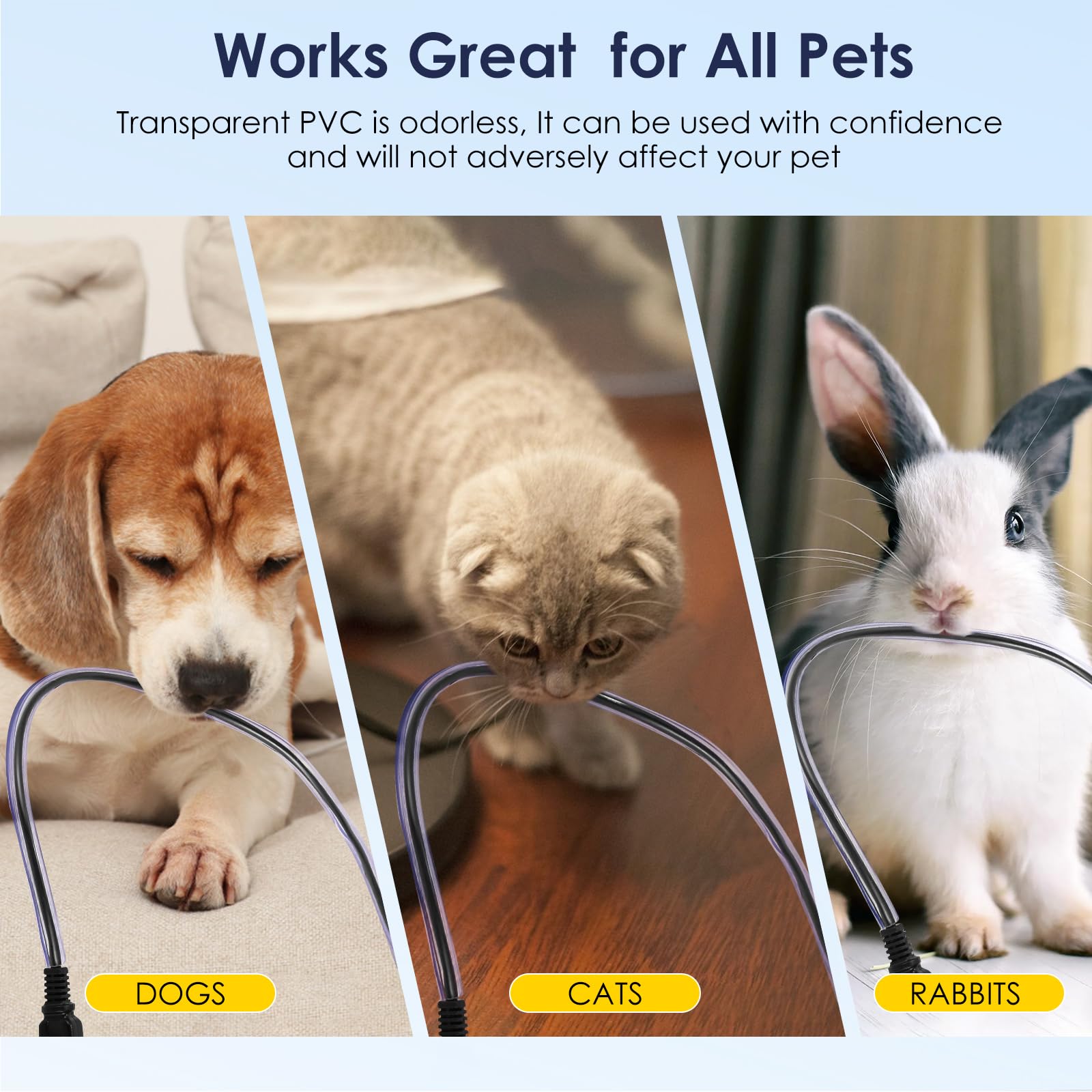 WEDAWN Dog Cat No-Chew Cord Protector Flexible PVC Cable Sleeve Clear 10ft 1/2in Diameter WD-CP-9-2