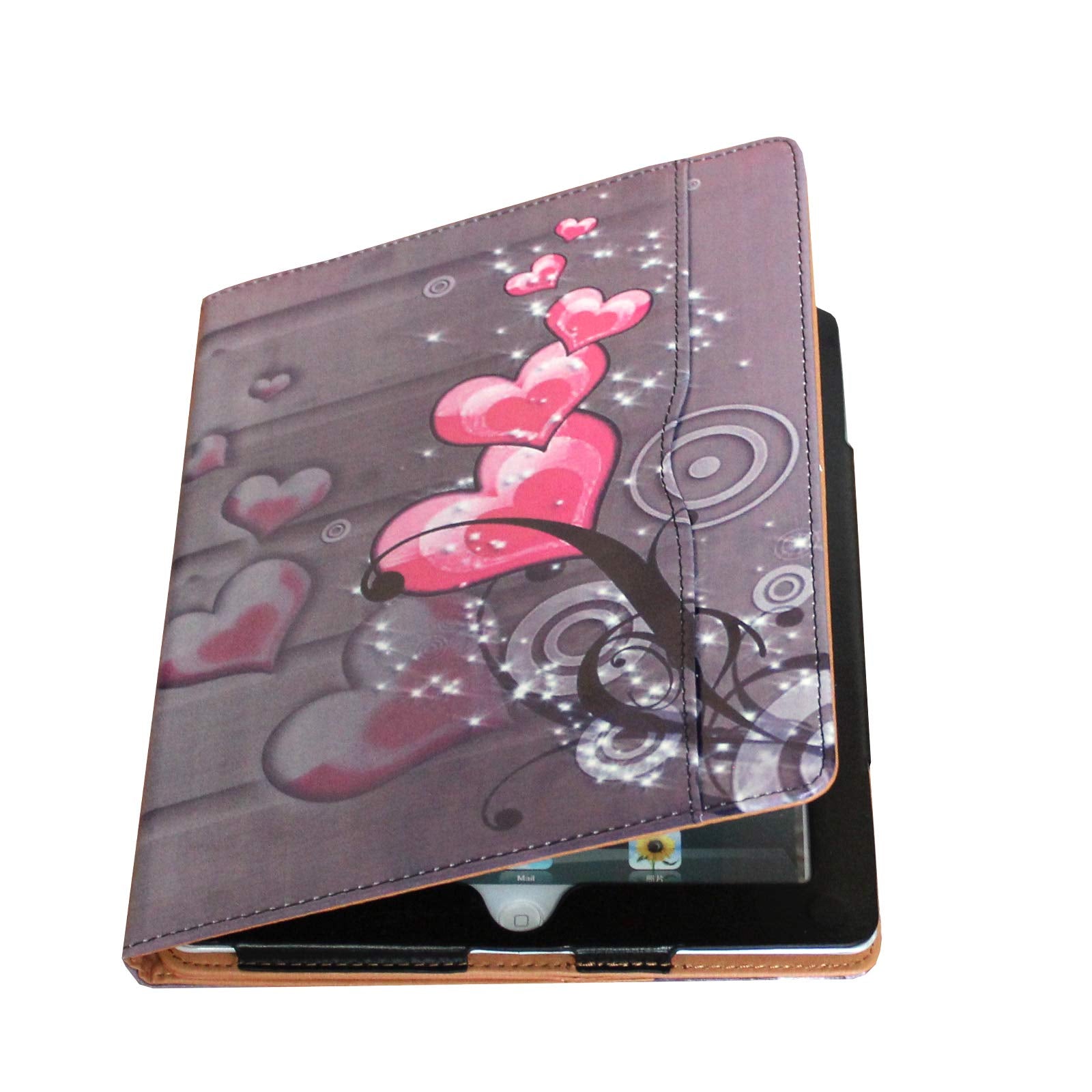 For Ipad 9.7 6Th/5Th Generation 2018/2017, Ipad Air/Air 2 Case, Jytrend Multi Angle Viewing Stand Folio Smart Cover With Pocket For A1893 A1954 A1822 A1823 A1474 A1475 A1476 A1566 A1567 (Heart Flower)