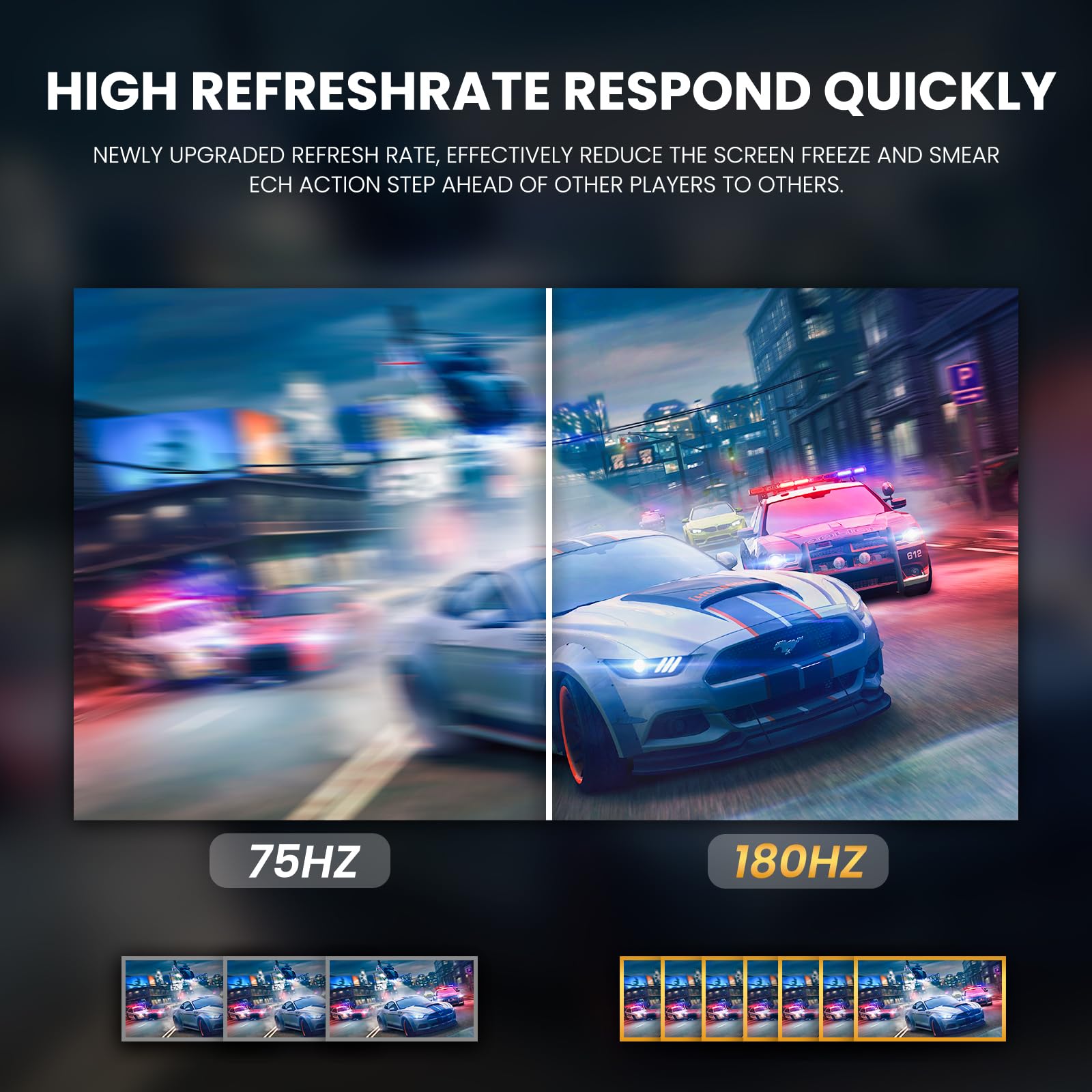 Crua 24 Inch 144Hz/180Hz Curved Gaming Monitor, Fhd 1080P Frameless Computer Monitors, Support Amd Freesync Low Motion Blur, Eye