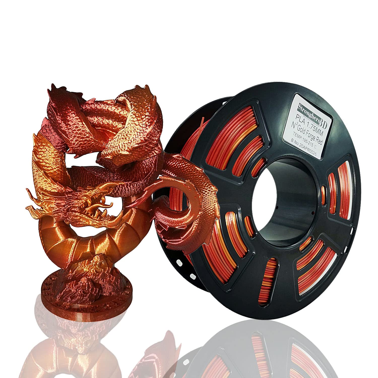 Stronghero3D Pla 3D Printer Filament 1.75Mm,Golden Fire, Silk Gold And Galaxy Red Appear At Intervals,1Kg(2.2Lbs) Accuracy +/ 0.