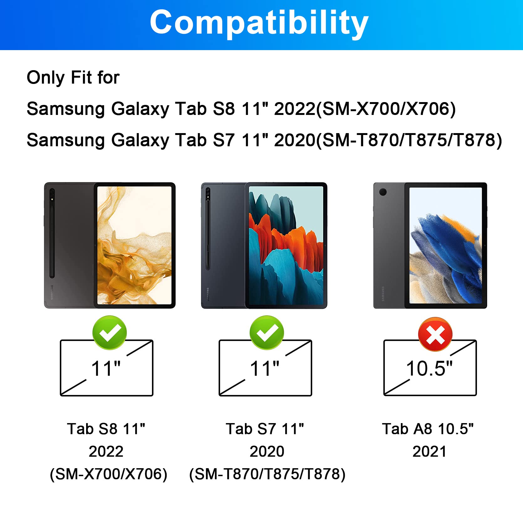 Soppy 7 Colors Backlit Keyboard Case For Samsung Galaxy Tab S7/S8 11 Inch 2020/2022(Sm X700/X706/T870/T875/T876),Rechargeable De