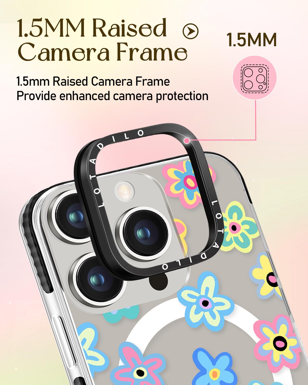 Lotadilo For Iphone 13 Pro Max Case For Women Girls - Cute Design Compatible With Magsafe Magnetic Ring Holder Stand Spring Flow