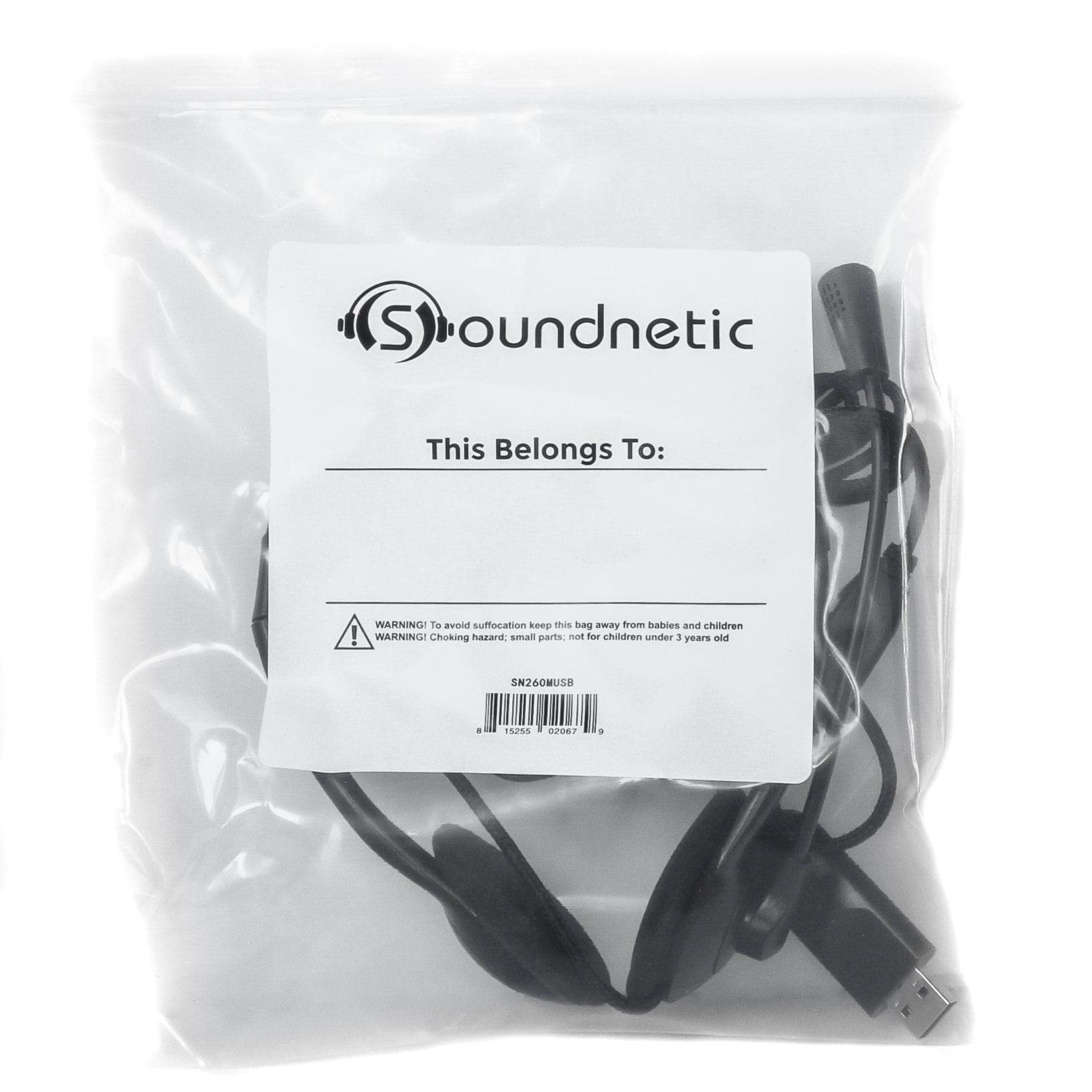 Soundnetic Disposable Stereo Classroom Headset With 3.5Mm Plug And Boom Microphone, Black (100 Pack)