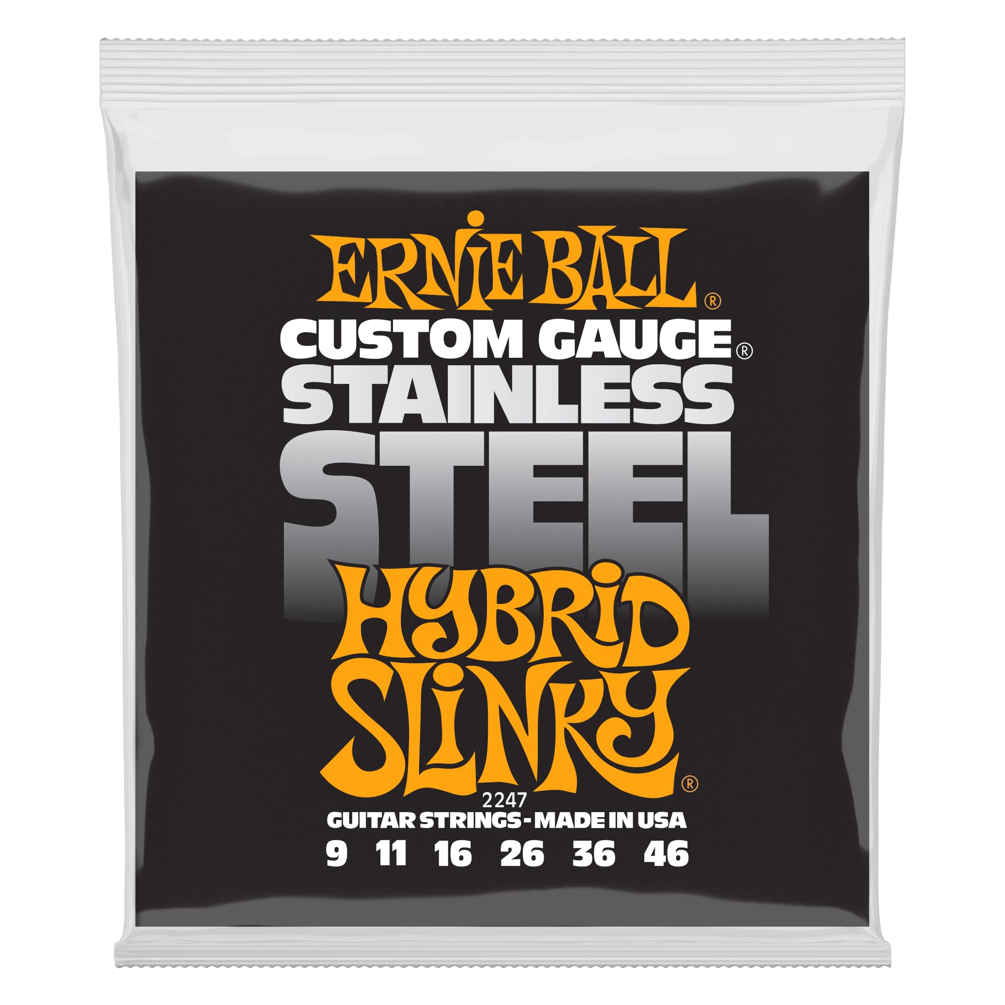 Ernie Ball Hybrid Slinky Stainless Steel Electric Guitar Strings, 9 46 Gauge (P02247)