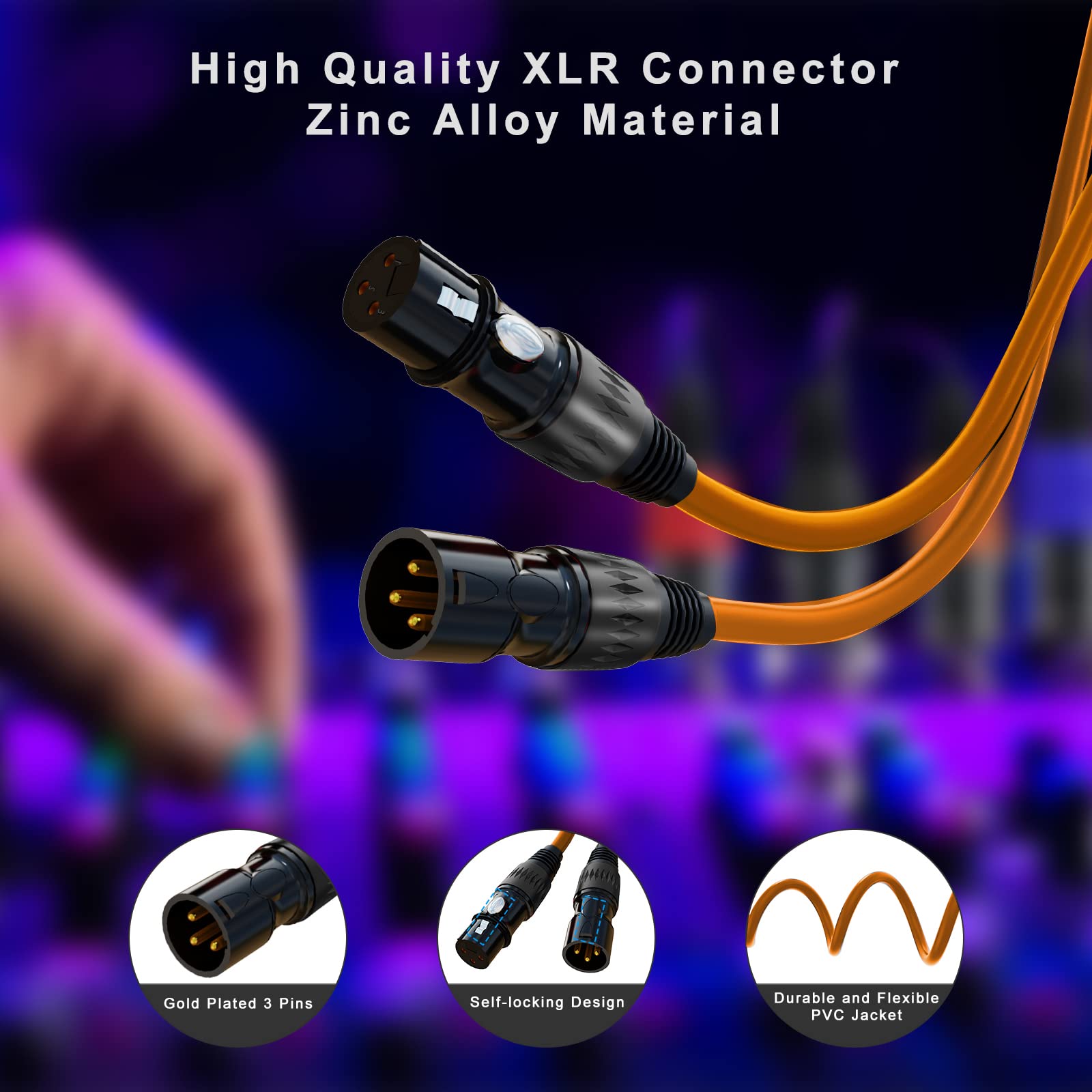 Auxlink Xlr Cables, Microphone Cable 3Ft 10 Pack, Xlr Male To Female Gold Plated 3 Pins 10 Color Cable, Xlr Speaker Cable For Mi