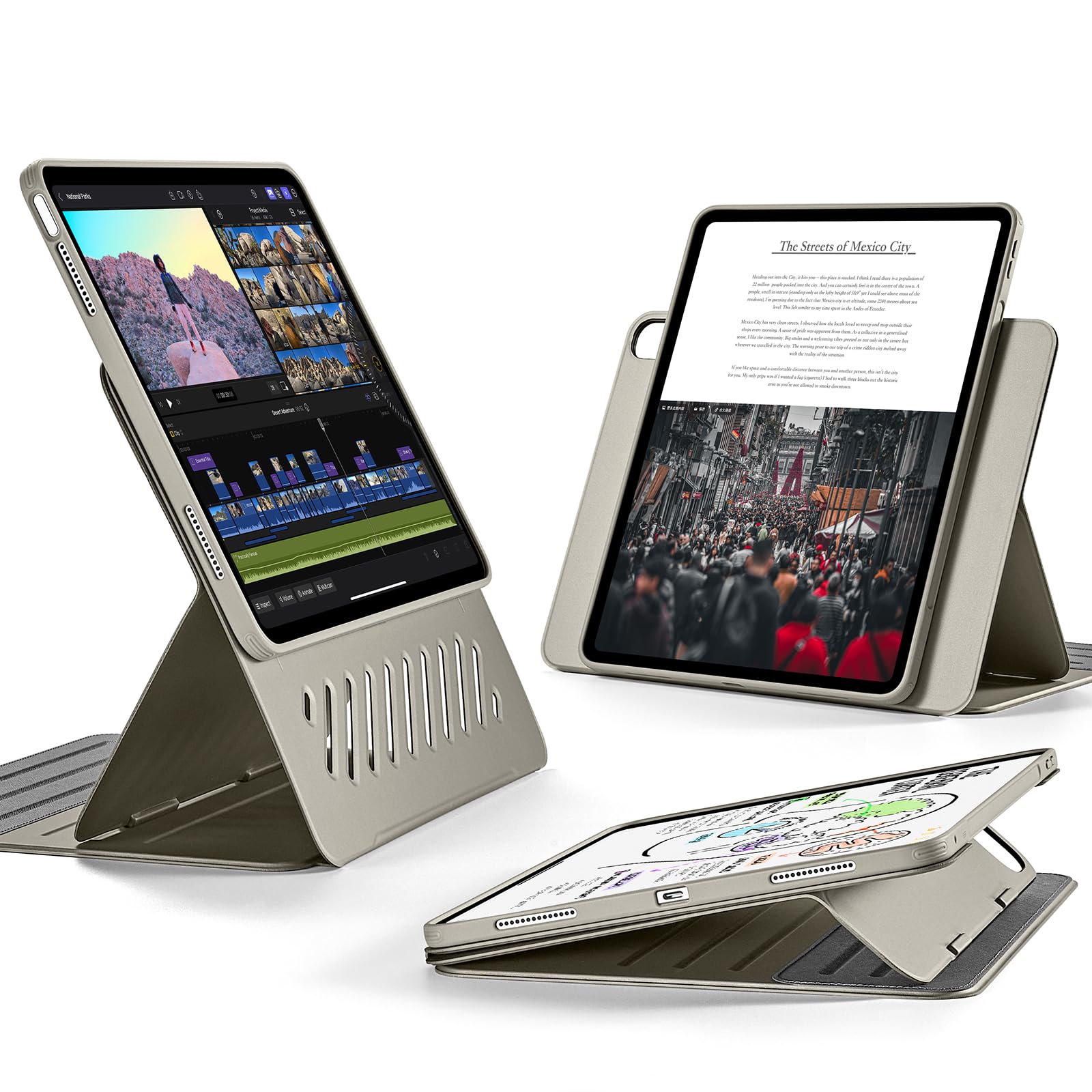 Esr For Ipad Air 13 Inch Case (2025/2024) M3/M2, Removable Magnetic Cover, Adjustable Portrait/Landscape Stand With Raised Screen View, 9 Standing Angles, Shift Series, Titanium