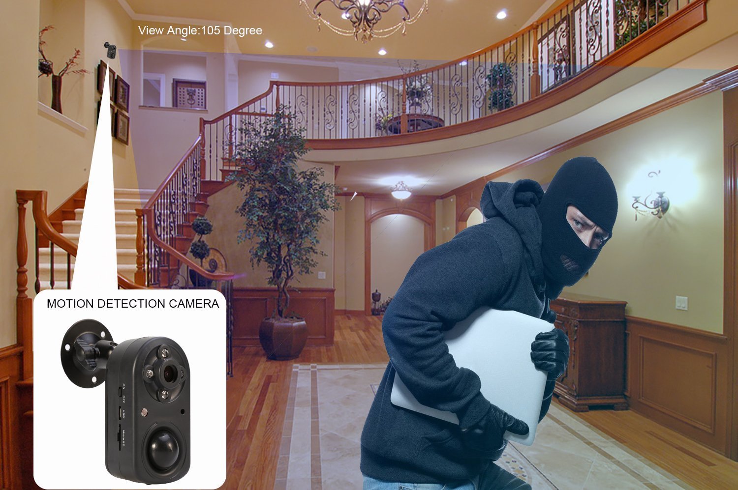 Eoqo Hack-Proof 1080P Battery-Powered Home Office Security Camera | Standalone Dvr | Night Vision, Pir Motion Detection, Long St