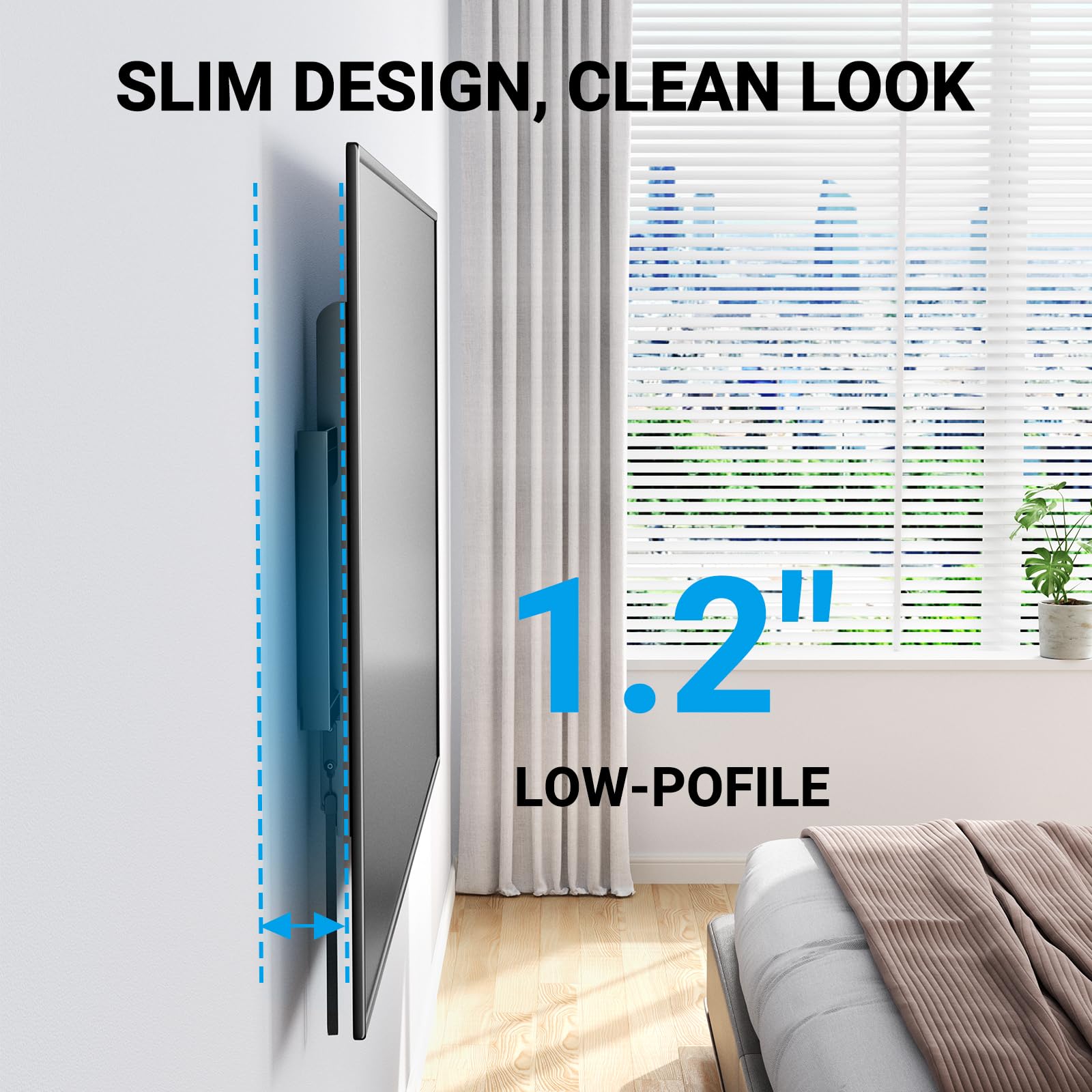 Perlesmith Fixed Tv Wall Mount Bracket For 32 82 Inch Led, Lcd, And Oled Flat Screen Tvs   Fits 16     24    Wood Studs, Fixed T