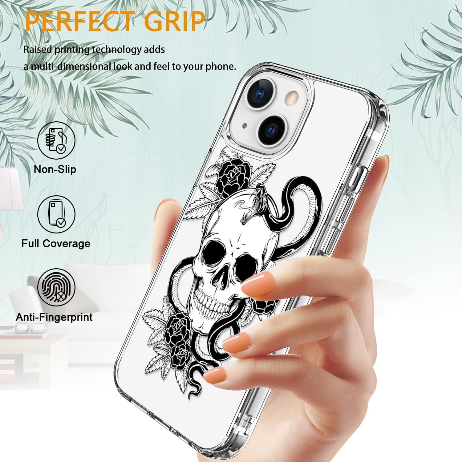 Imogacla 2024 Skull Halloween Phone Case   Chrome Hearts Iphone 15 Pro Case, Skeleton Cool Gothic Designer For Iphone 15 Pro Pho