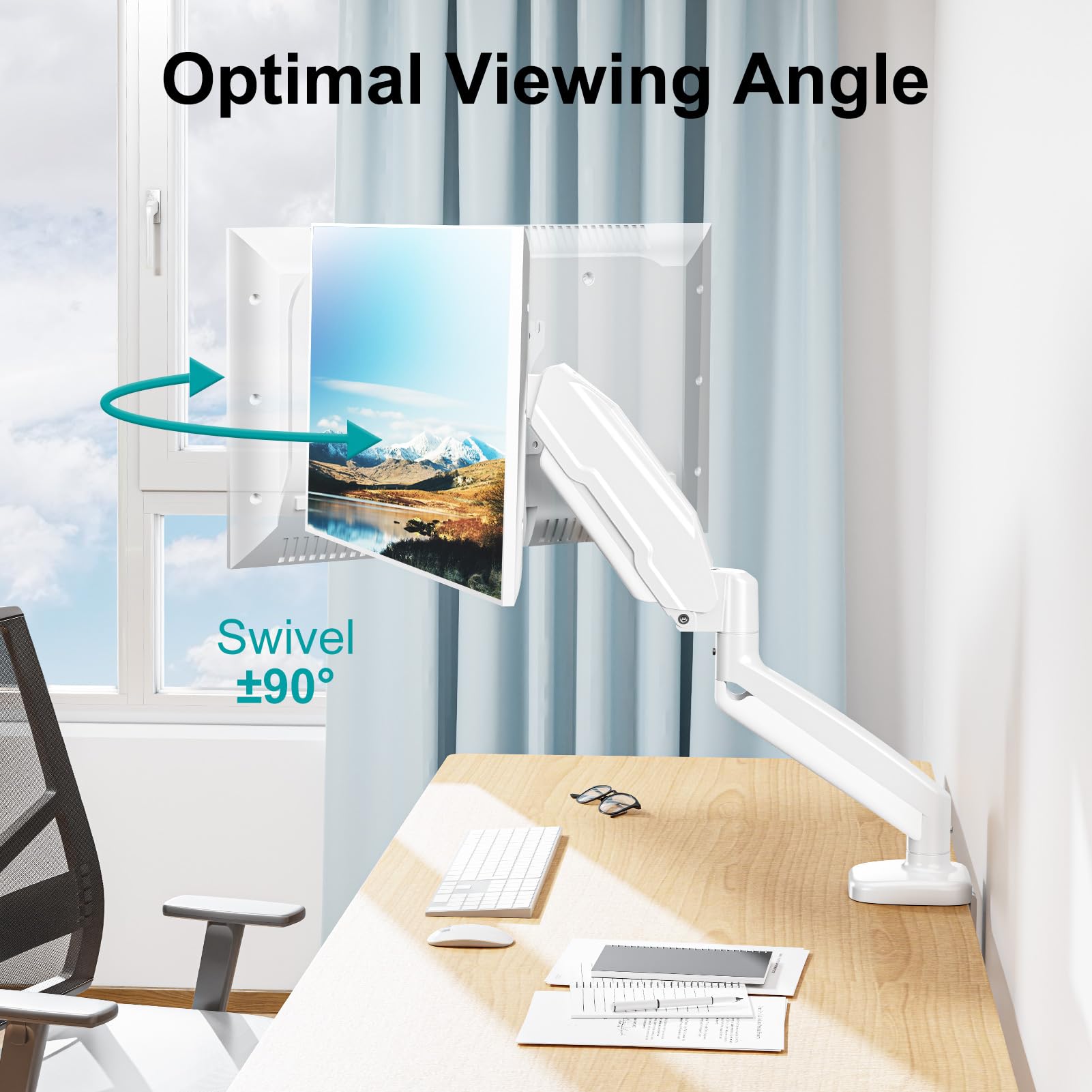 Mount Pro Single Monitor Desk Mount   Articulating Gas Spring Monitor Arm, Removable Vesa Mount Desk Stand With Clamp And Gromme