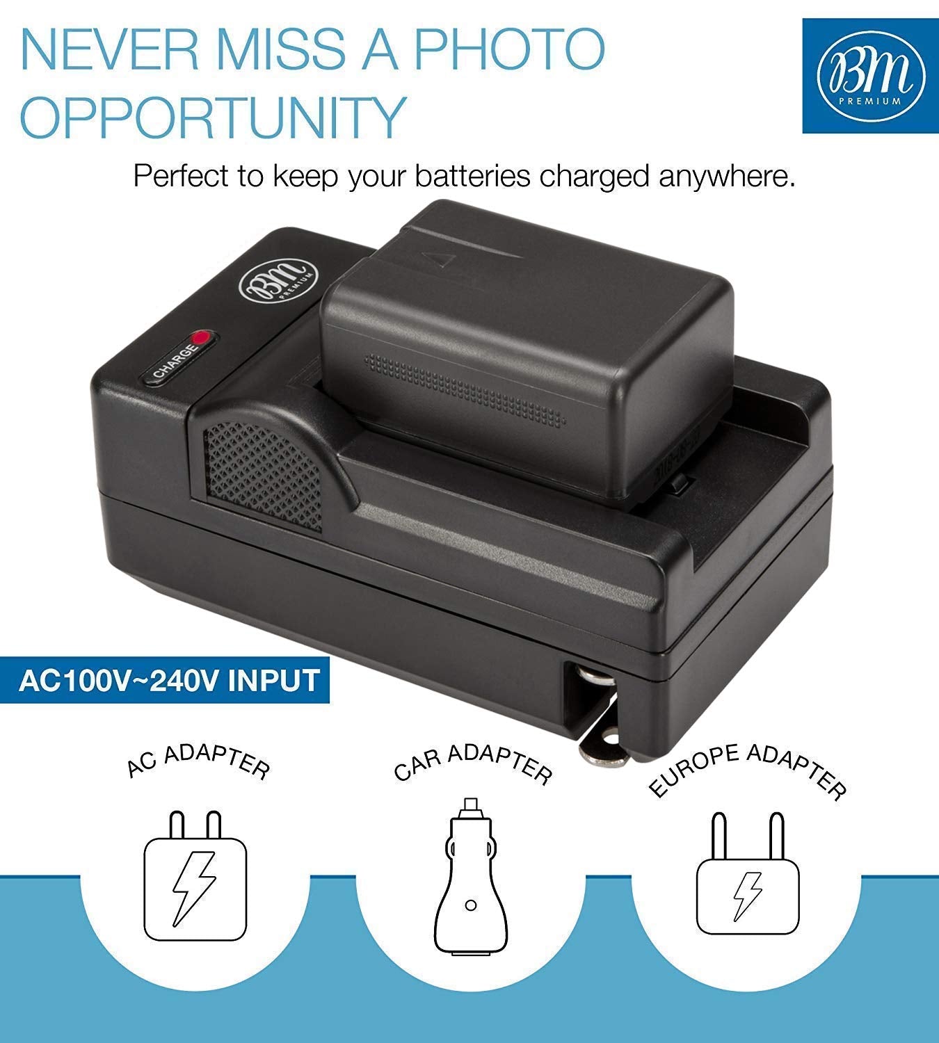 Bm Premium Vw Vbt190 Battery And Battery Charger For Panasonic Hc V800K, Hc Vx1K, Hc Wxf1K, Hcv510, Hcv520, Hc V550, Hc V710, Hc