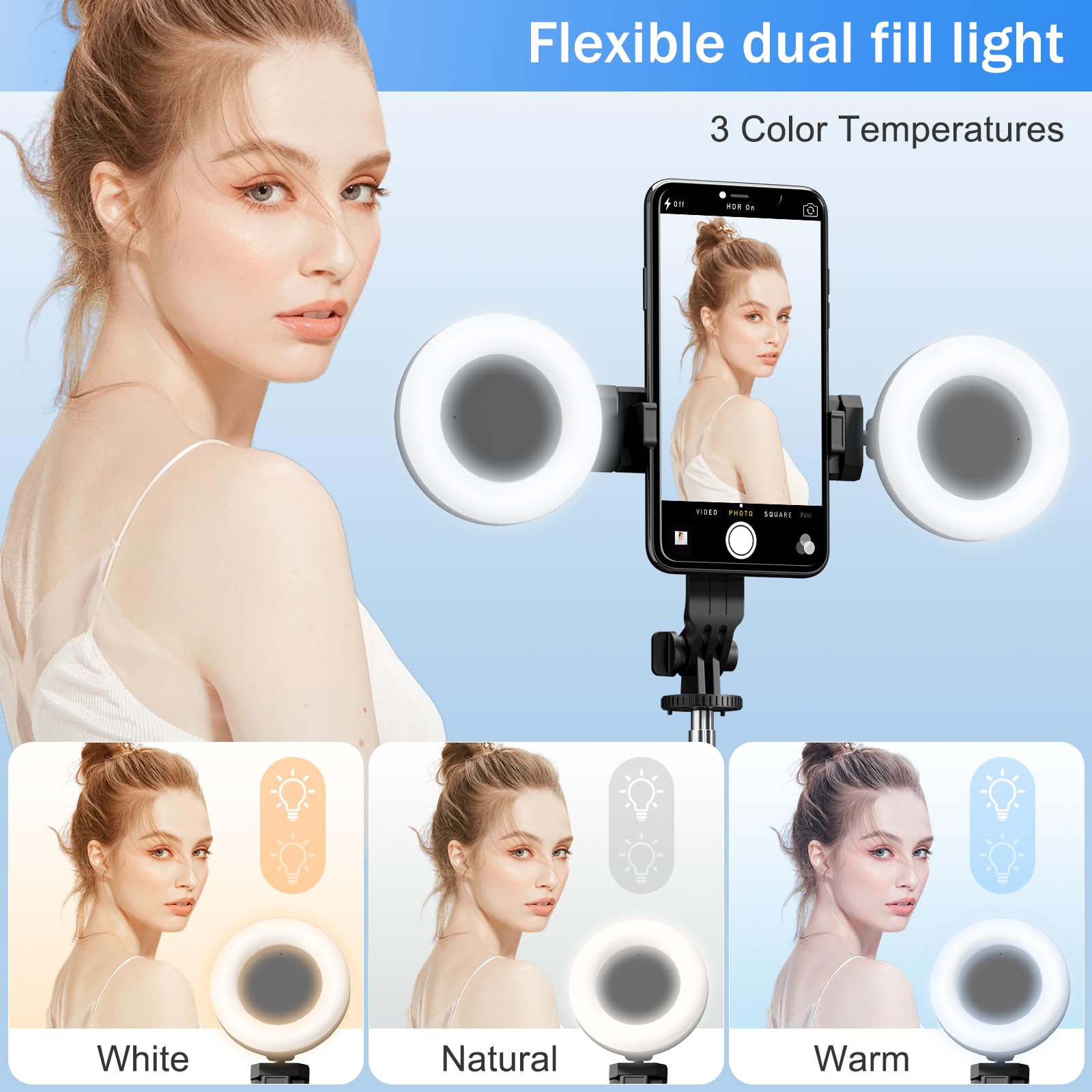 Selfie Stick Tripod With Fill Light, Phone Selfie Stick,Durable Stainless Steel Design,Bluetooth Remote Control,And Stable Three