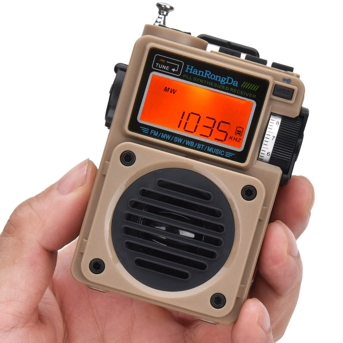Hanrongda Radio, Bluetooth Speaker Support Microsd Card, Fm Mw Wb Shortwave Receiver With Noaa Alerts And Sleep Timer, Rechargea