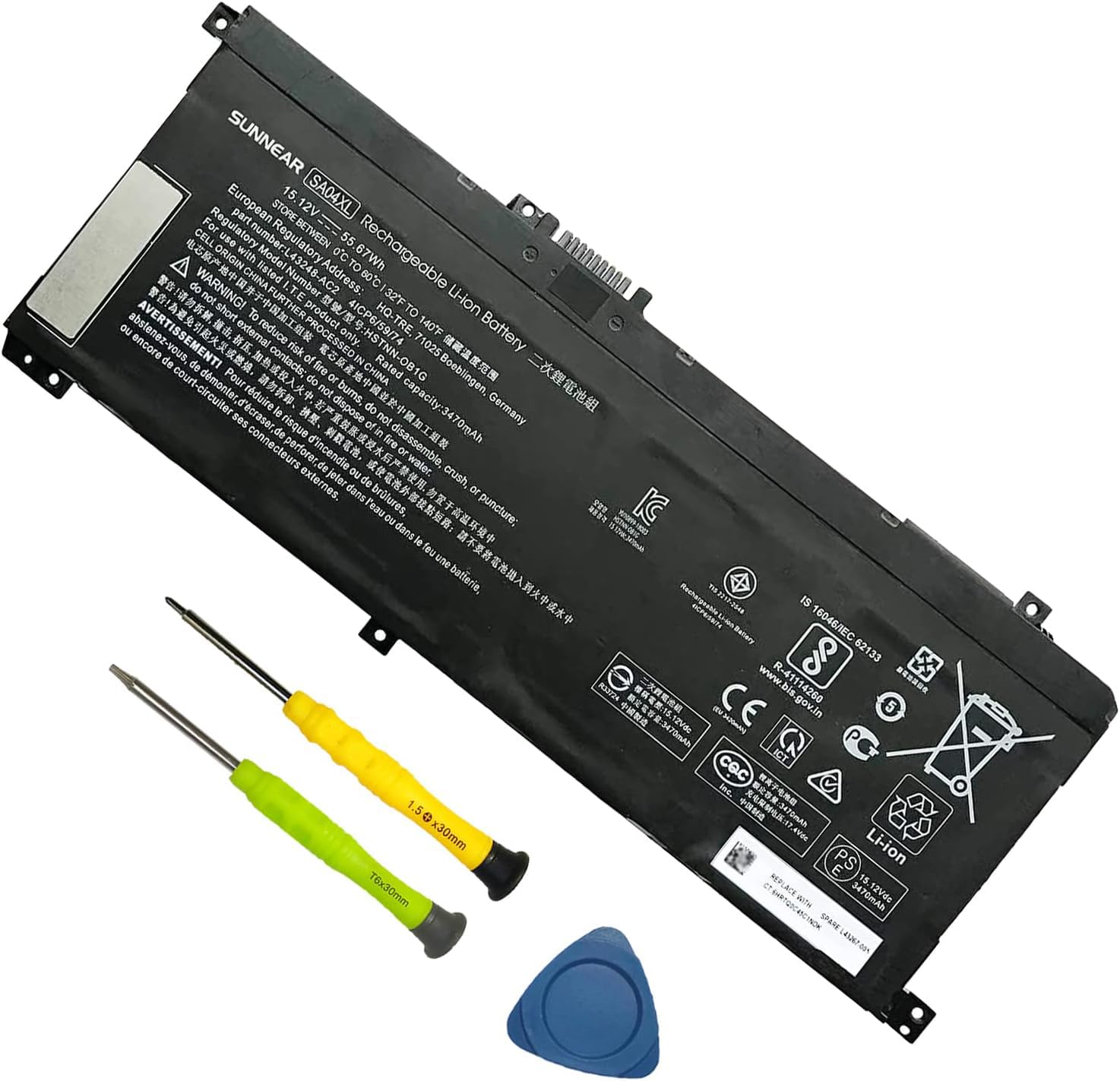 Sunnear Sa04Xl L43267 005 Laptop Battery Replacement For Hp Envy X360 15 Dr 15 Ds 15M Dr 15M Ds 15Z Ds 15T Dr 17 Cg 17M Cg 17T C