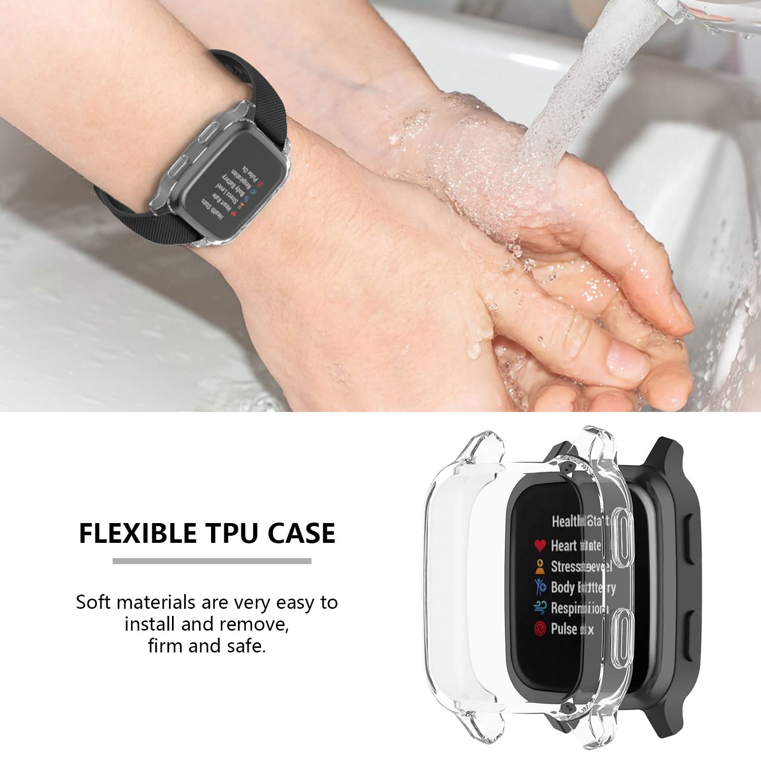 5-Pack Screen Protector Compatible With Garmin Venu Sq & Venu Sq 2 Case, Soft Tpu Plated Case All-Around Protective Screen Full