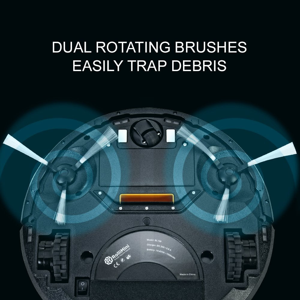 Rollibot Mini Bl100   Quiet Robotic Vacuum Cleaner. Robot Vacuum And Sweeper For Hard Surfaces