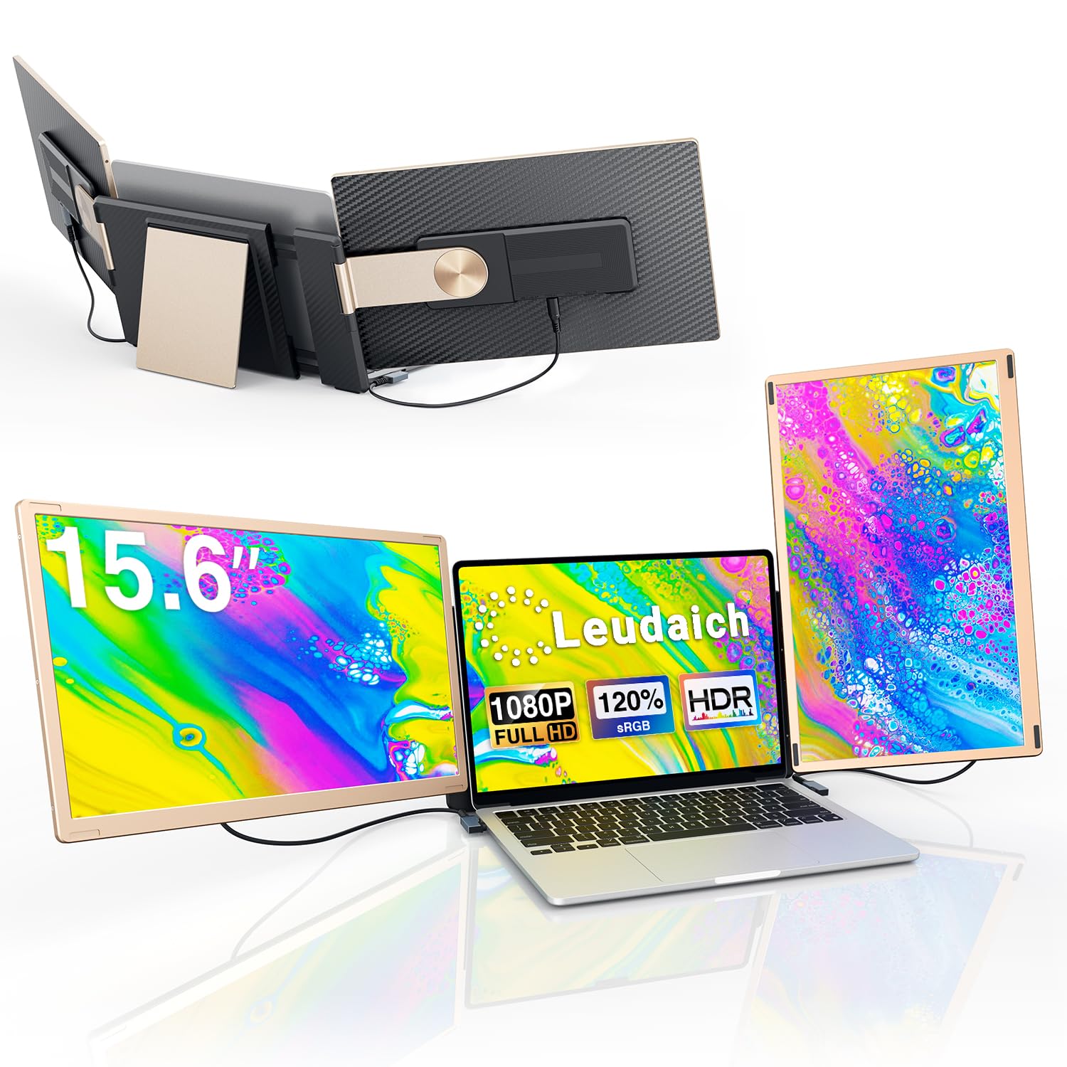 Leudaich 15.6'' Screen Extender Portable Laptop, 1080P Diy Portable Laptop Monitor Extender With 360 Rotation, Plug&Play Detacha