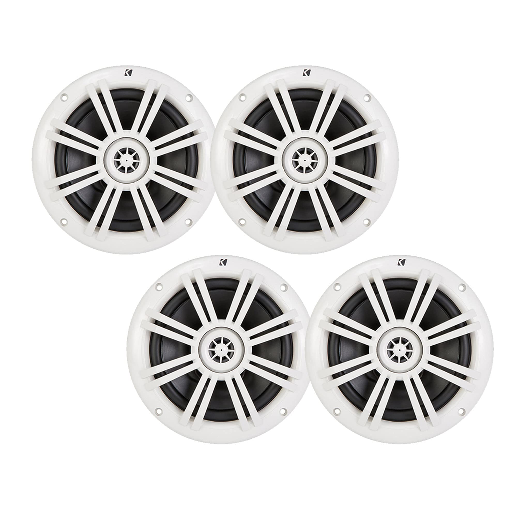 KICKER White OEM Replacement Marine 6.5 4-Ohm Coaxial Speaker Bundle - 4 Speakers
