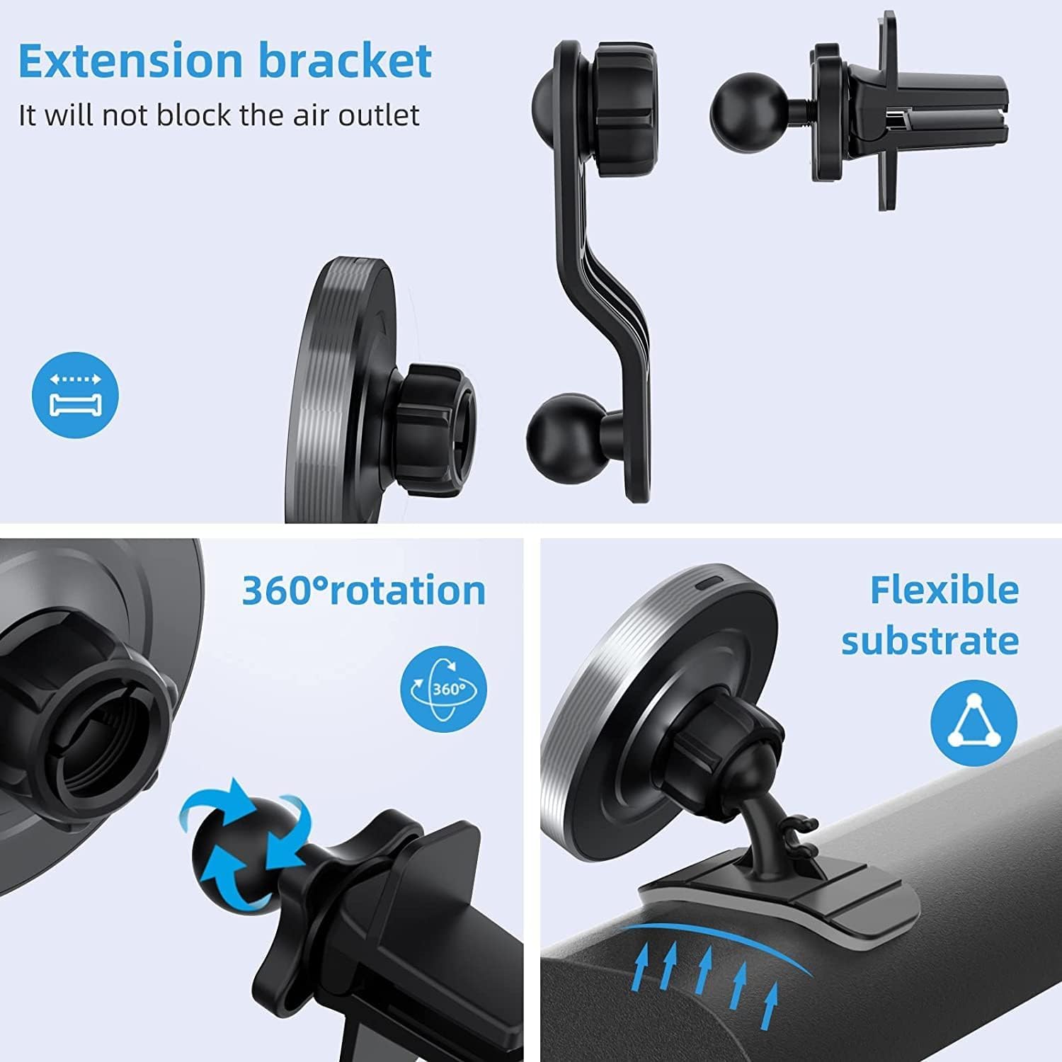 For Magsafe Car Mount Wireless Charger, Super 15W Fast Charging Compatible With Iphone16/15/14/13/12 /Pro/Max/Plus/Mini, Lengthe