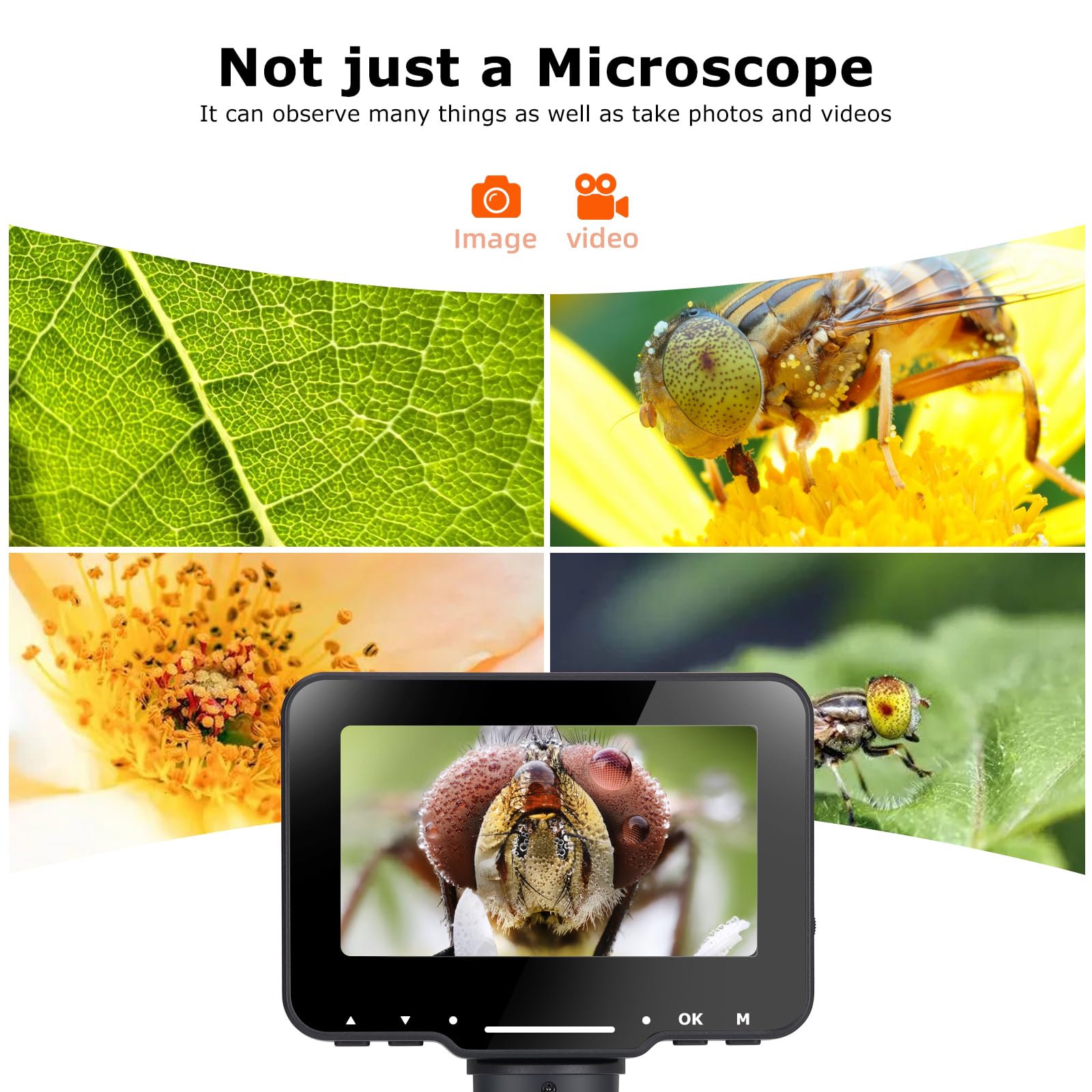 Koolertron 4.3 Inch Ips Digital Microscope,10 1000X Magnification Handheld Camera Video Microscope With 32G Tf Card,8 Led Lights