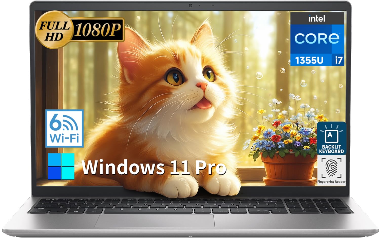 Dell 15 Laptop DC15250, 15.6-inch FHD (1920x1080) 120Hz Display, Intel Core i7-1355U (UP to 5.0 GHz), 16 GB RAM, 512 GB SSD, Int