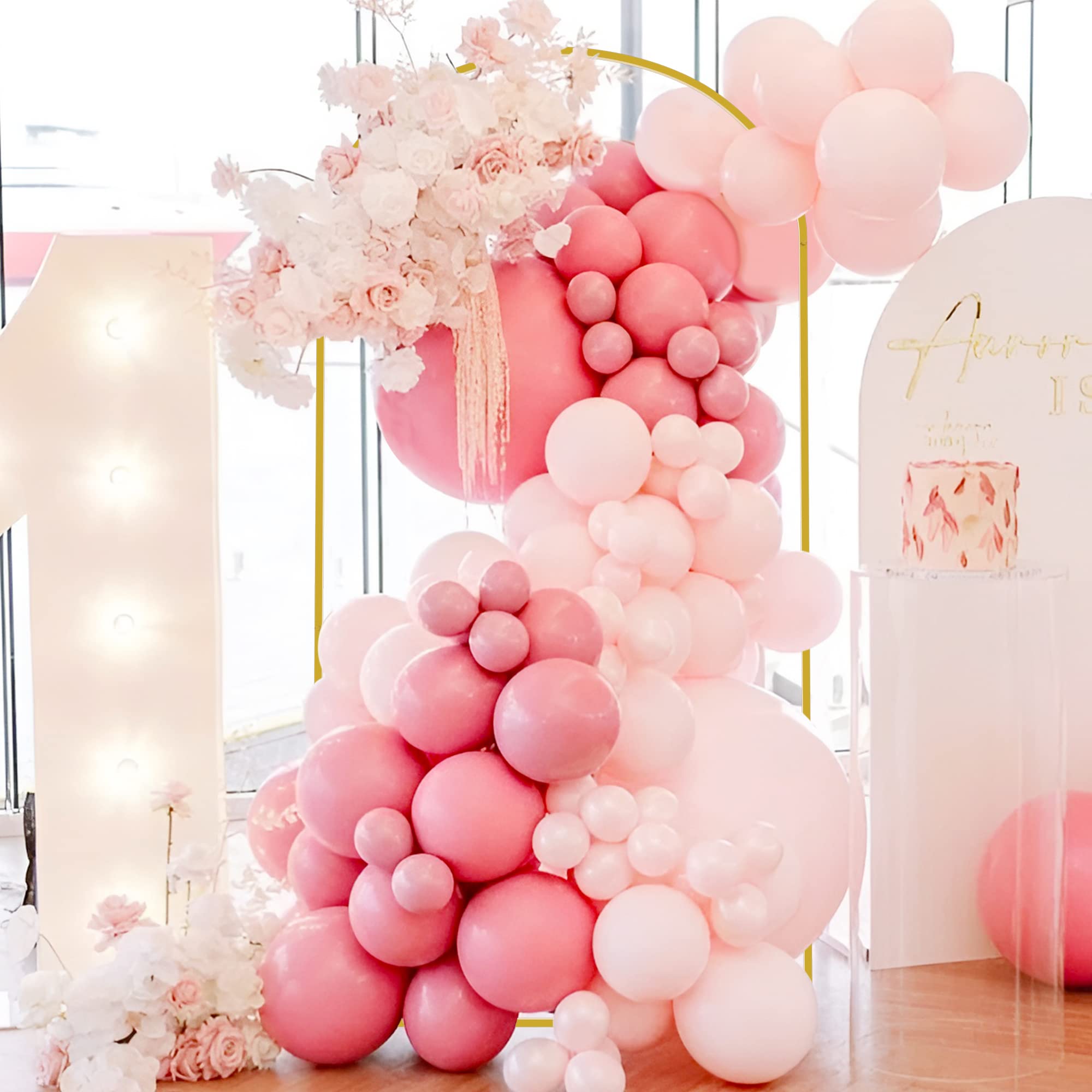 Wokceer 7.2 Ft Wedding Arch Backdrop Stand, Gold Metal Arch Backdrop Stand For Wedding Ceremony Birthday Party Bridal Baby Showe