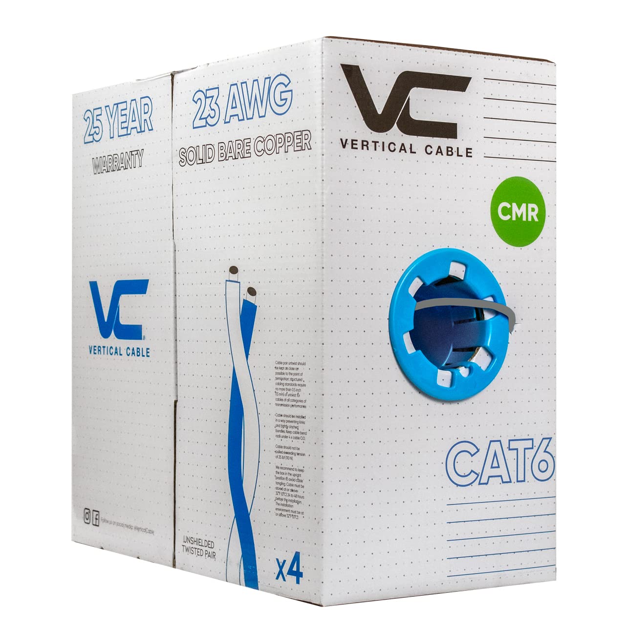 Vertical Cable Cat6, 550 MHz, UTP, 23AWG, Solid Bare Copper,1000ft, Bulk Ethernet Cable  060 Series, Gray