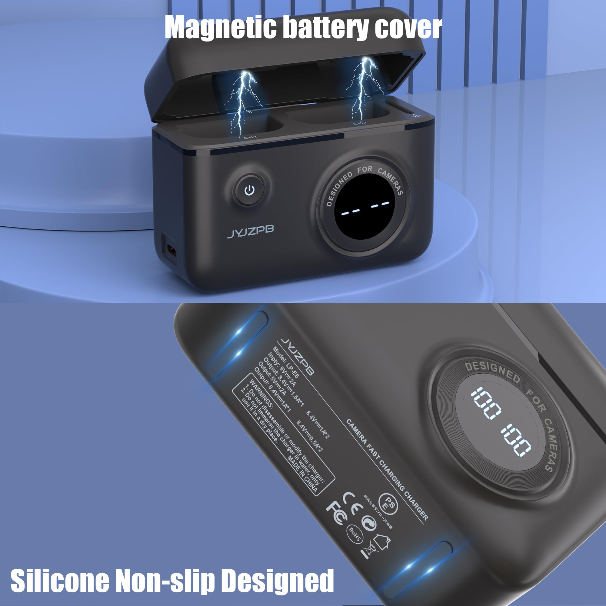 Jyjzpb 2 Pack Lp E6N Lp E6Nh Battery And Battery Charger Compatible For Canon R5 R6 Camera (Lp E6N)