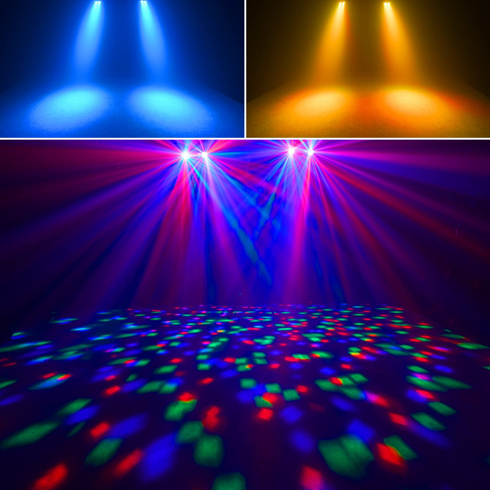 Telbum DJ Lights with Stand - Sound Activated LED Par Light Set, 2x Rotating Ball - TL-E317, Mobile Stage Lighting for Parties & Events