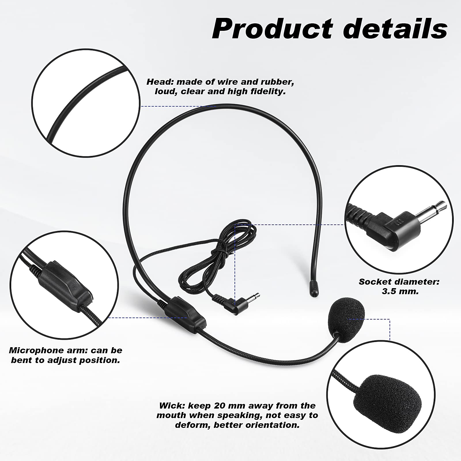 Boao 4 Pieces Headset Microphone, Flexible Boom For Voice Amplifier Not Phone Or Pc, Teachers, Speakers, Singer, Dancer, Coaches, Presentations, Seniors