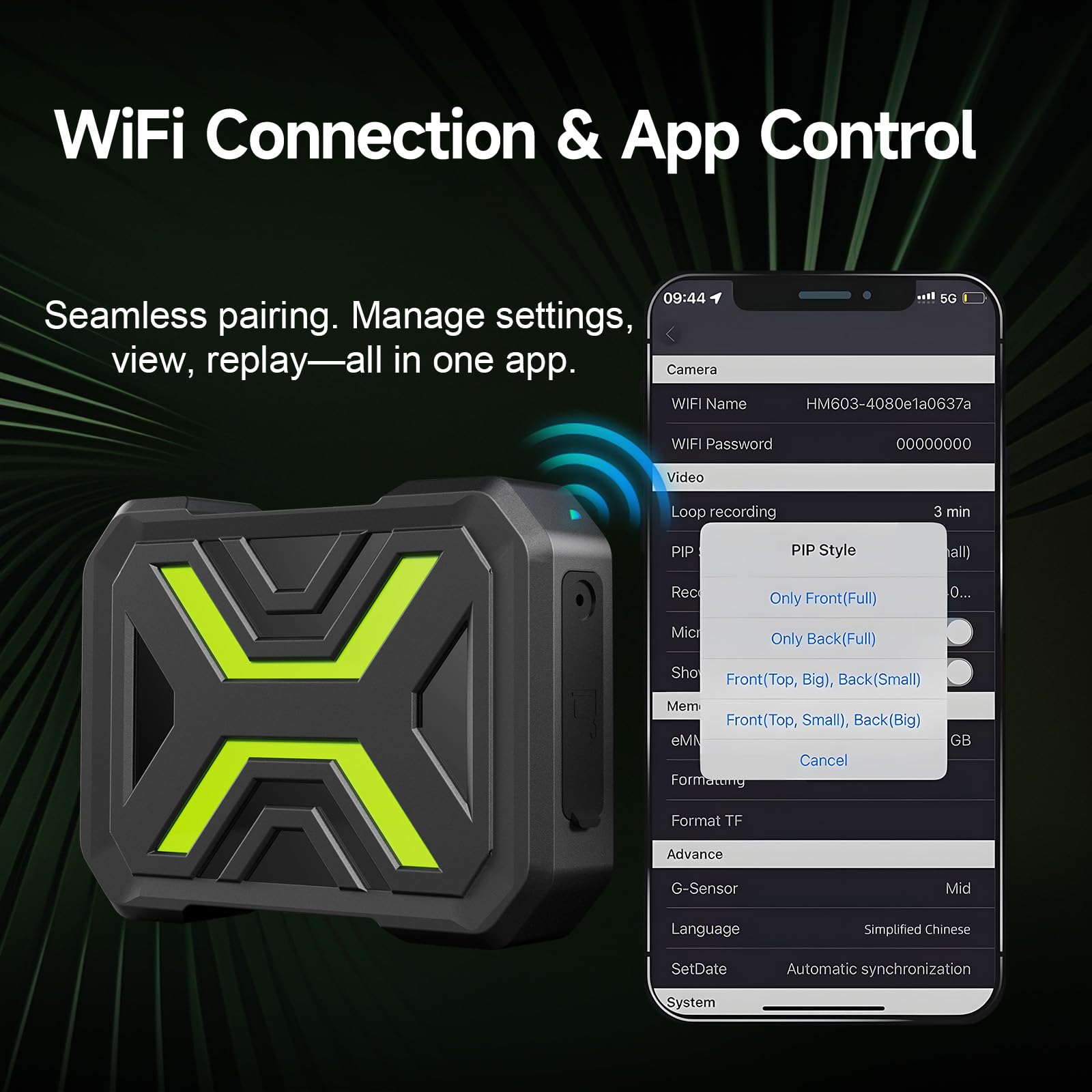 Motorcycle Dash Cam, 1080P + 1080P Front And Rear Dash Cam For Motorcycle, Wide Angle, Night Vision, App Connect, Ip67 Waterproo